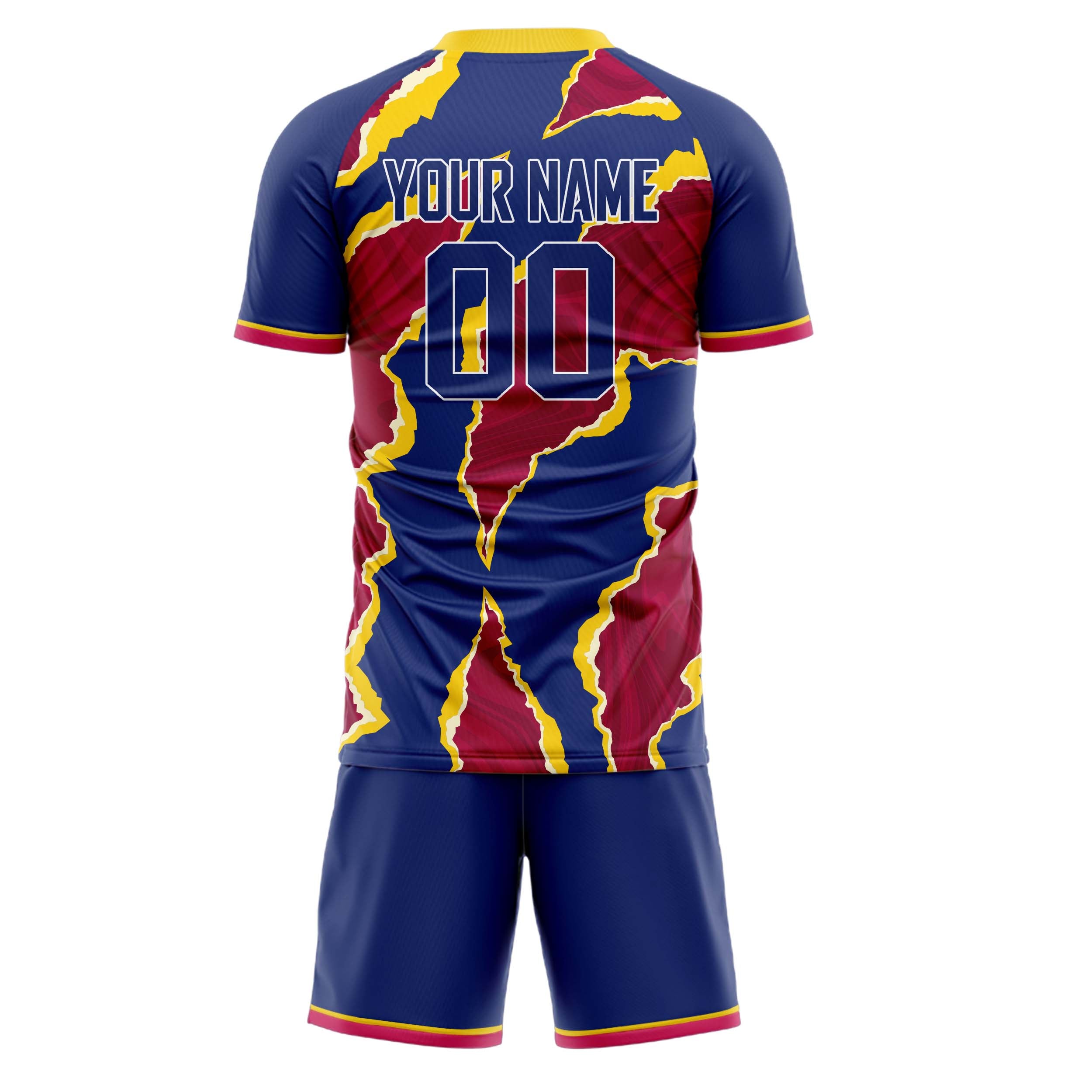 Custom Professional Red Navy Blue Soccer Jersey Set
