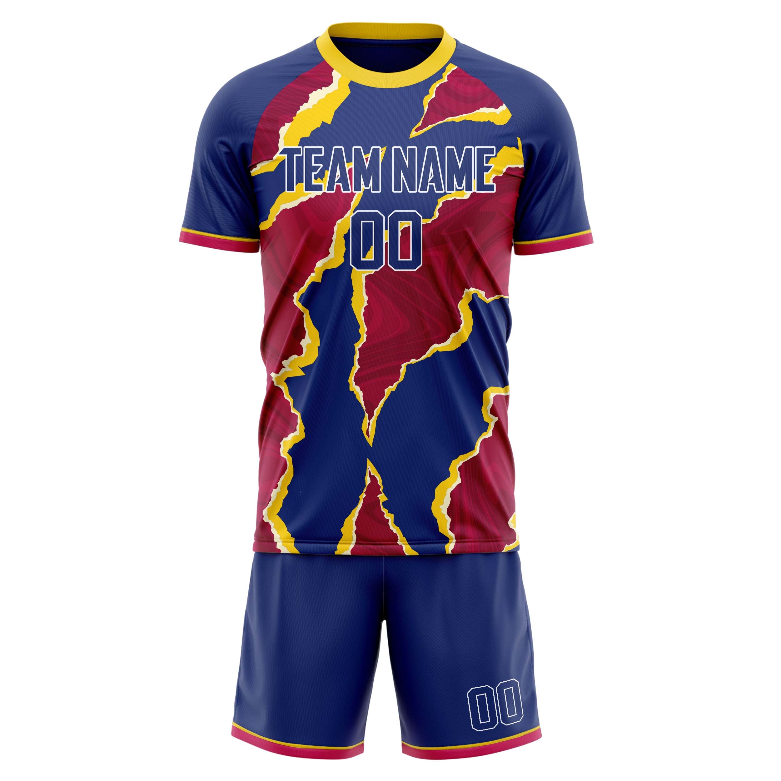 Custom Professional Red Navy Blue Soccer Jersey Set