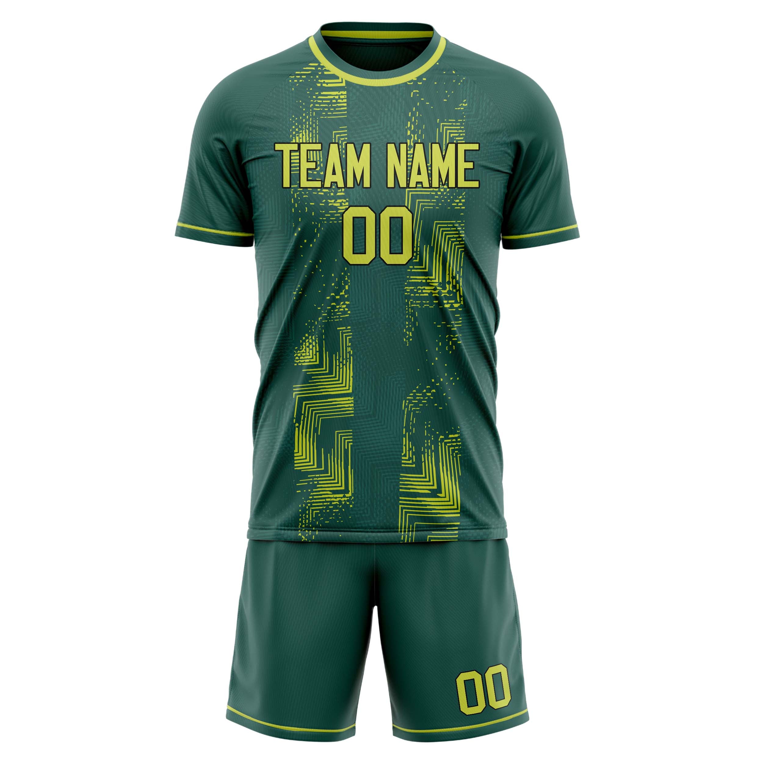 Custom Professional Green Yellow Soccer Jersey Set