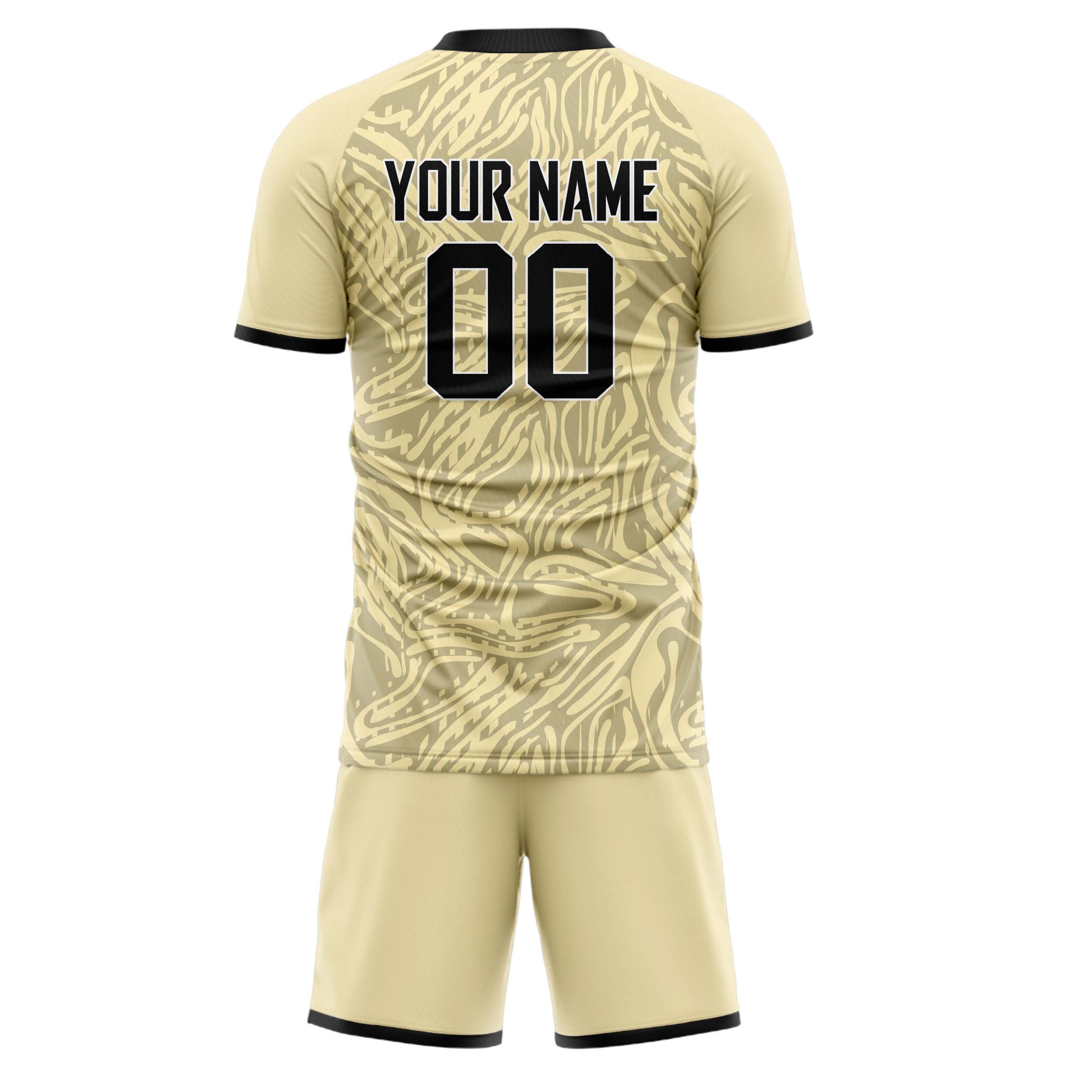 Custom Professional Cream Black Football Jersey Set