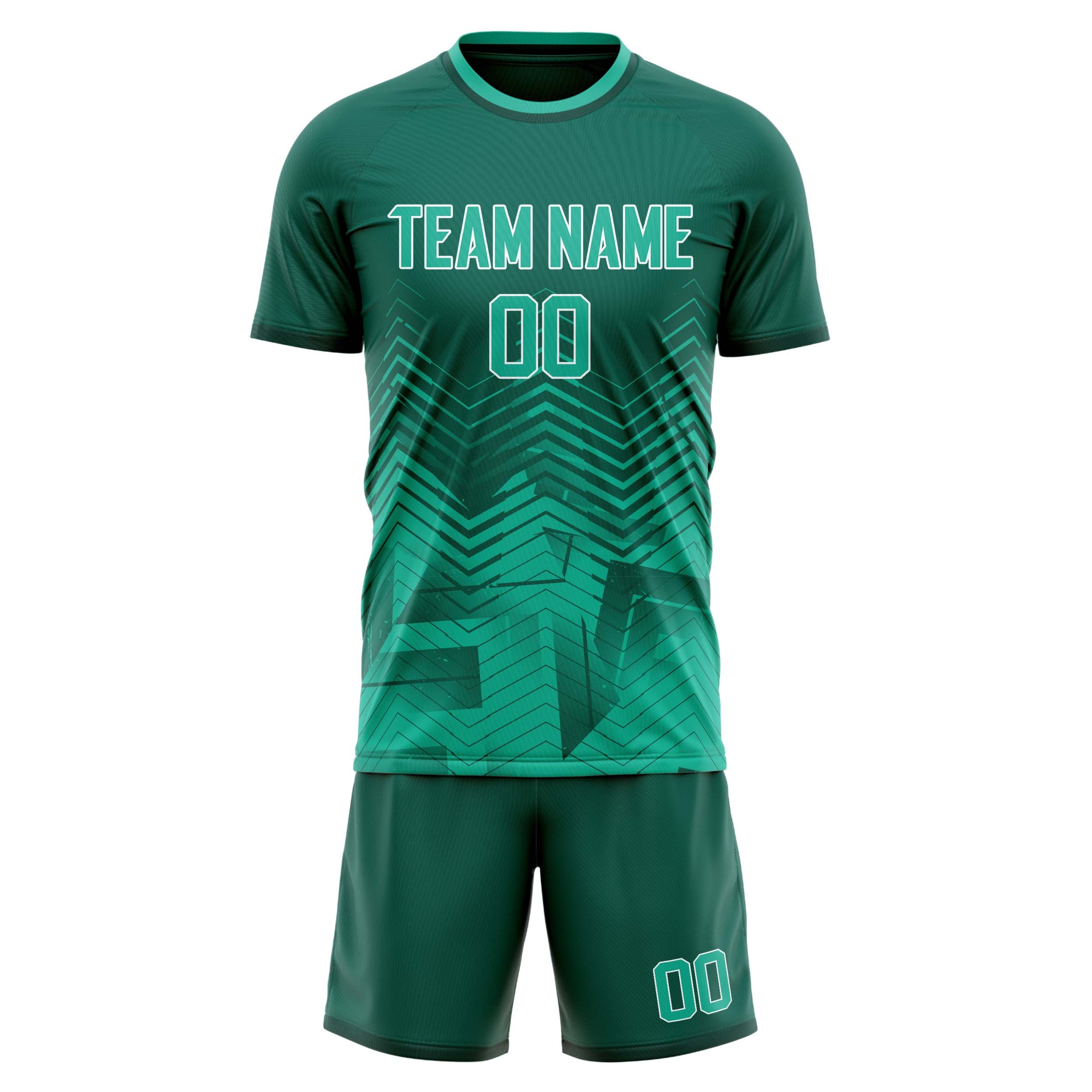 Custom Professional Teal Light Teal Soccer Jersey Set