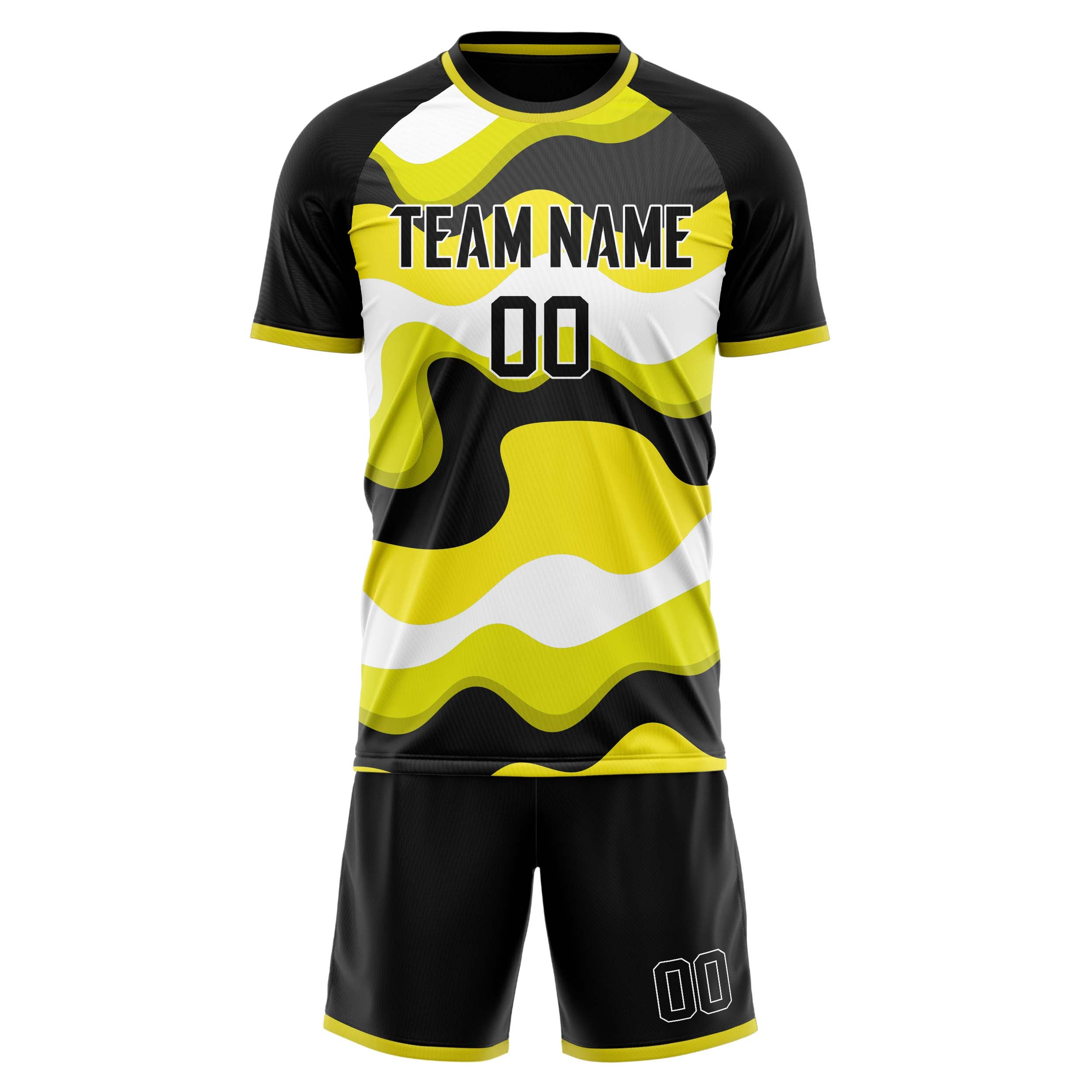 Custom Professional Yellow Black Football Jersey Set