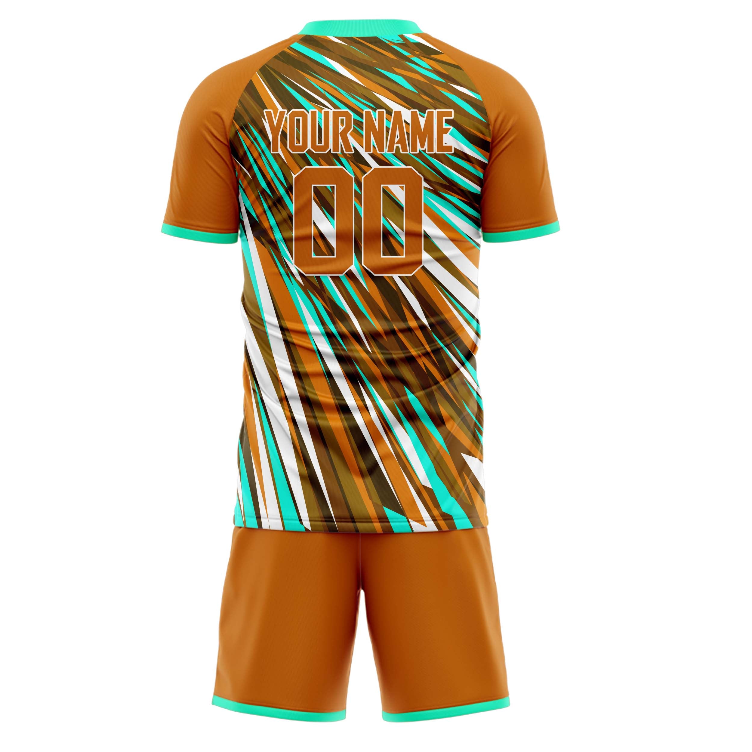 Custom Professional Brown Teal Soccer Jersey Set