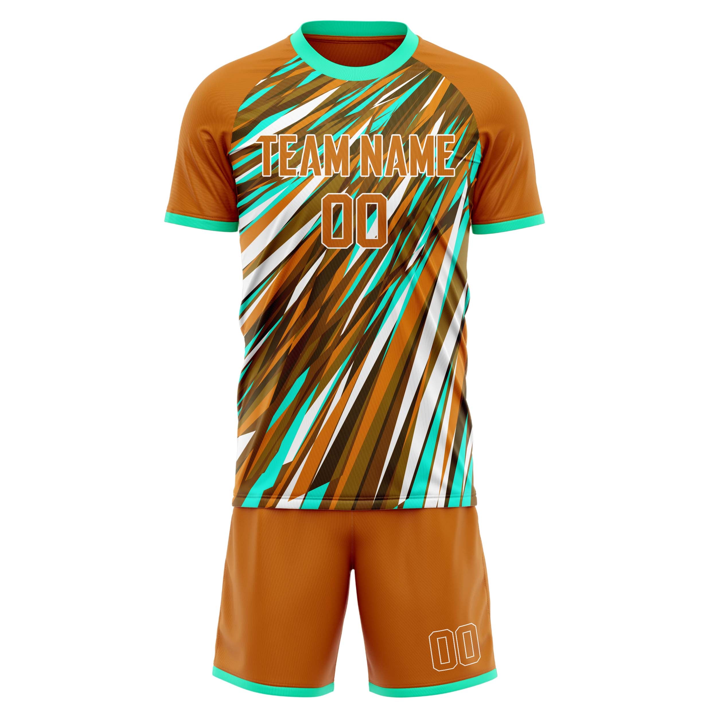 Custom Professional Brown Teal Soccer Jersey Set
