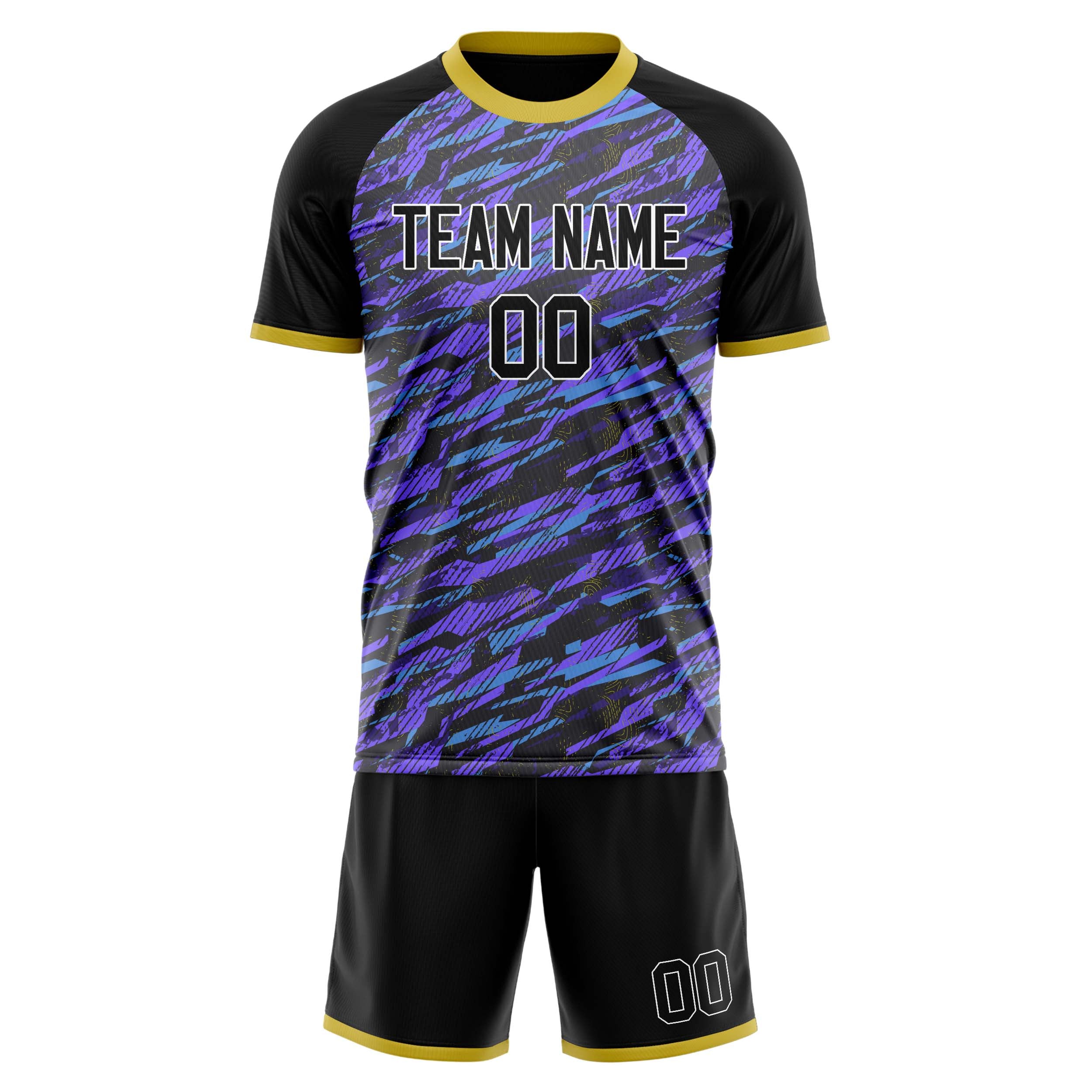 Custom Professional Purple Black Soccer Jersey Set