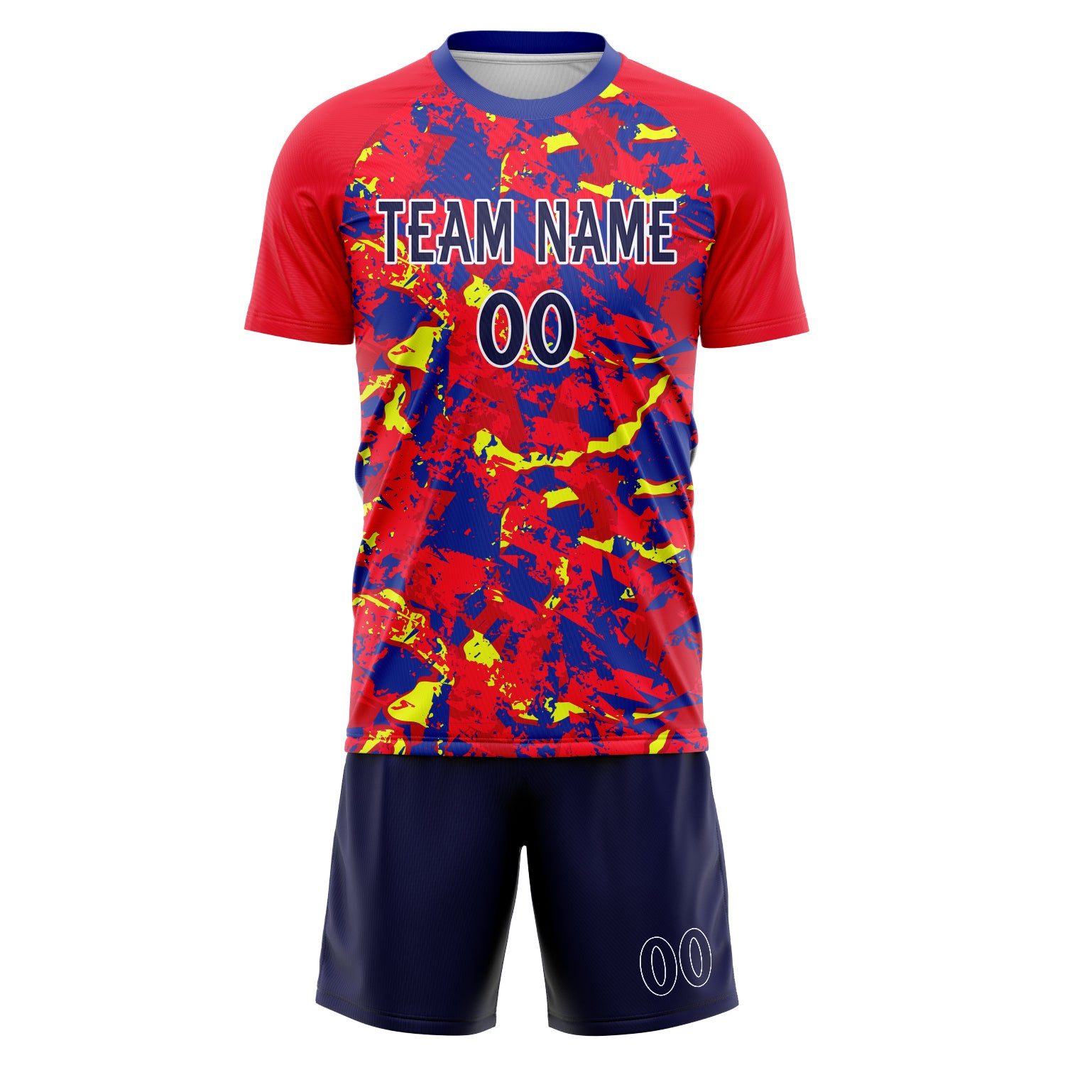Custom Professional Red Navy Blue Soccer Jersey Set