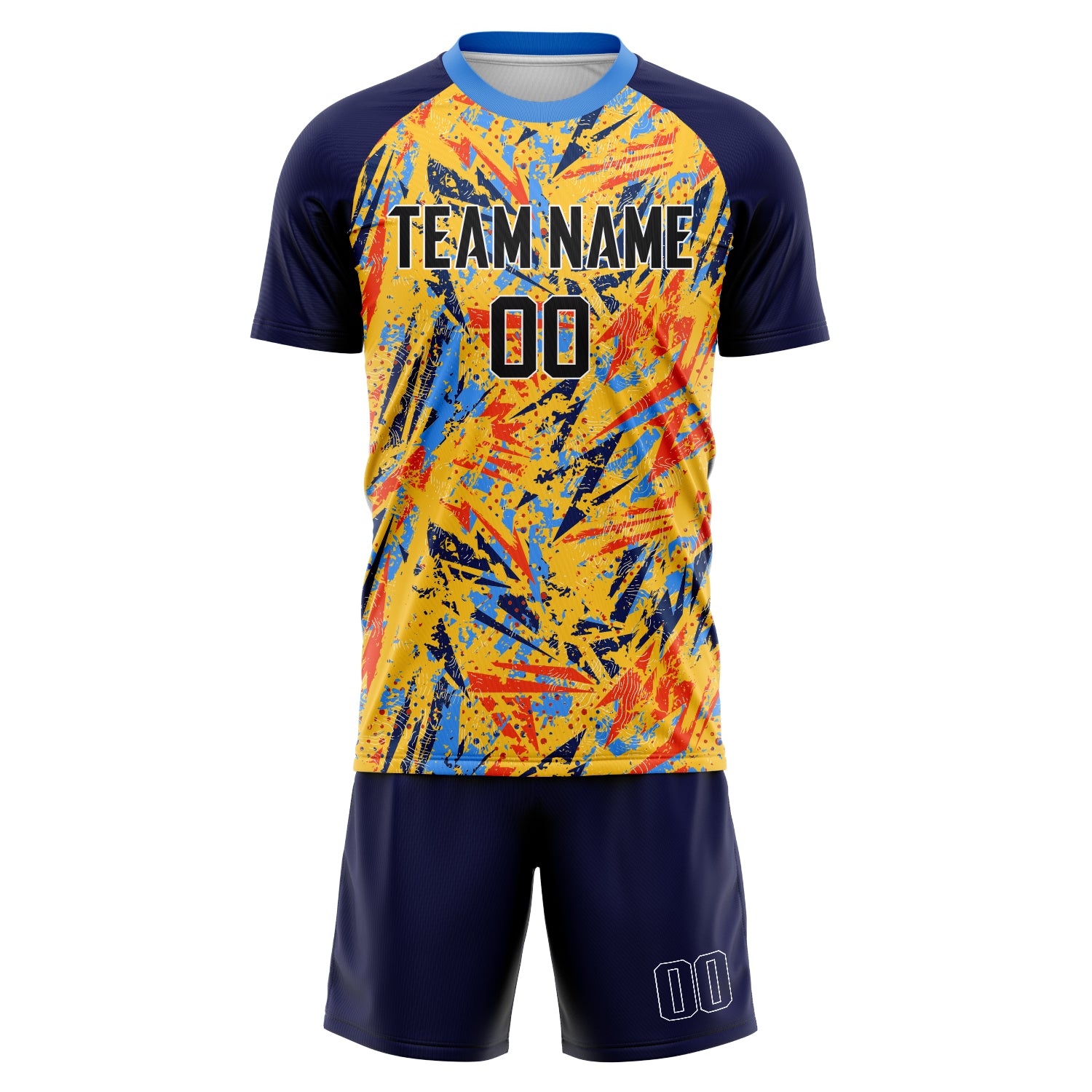 Custom Professional Gold Navy Blue Soccer Jersey Set