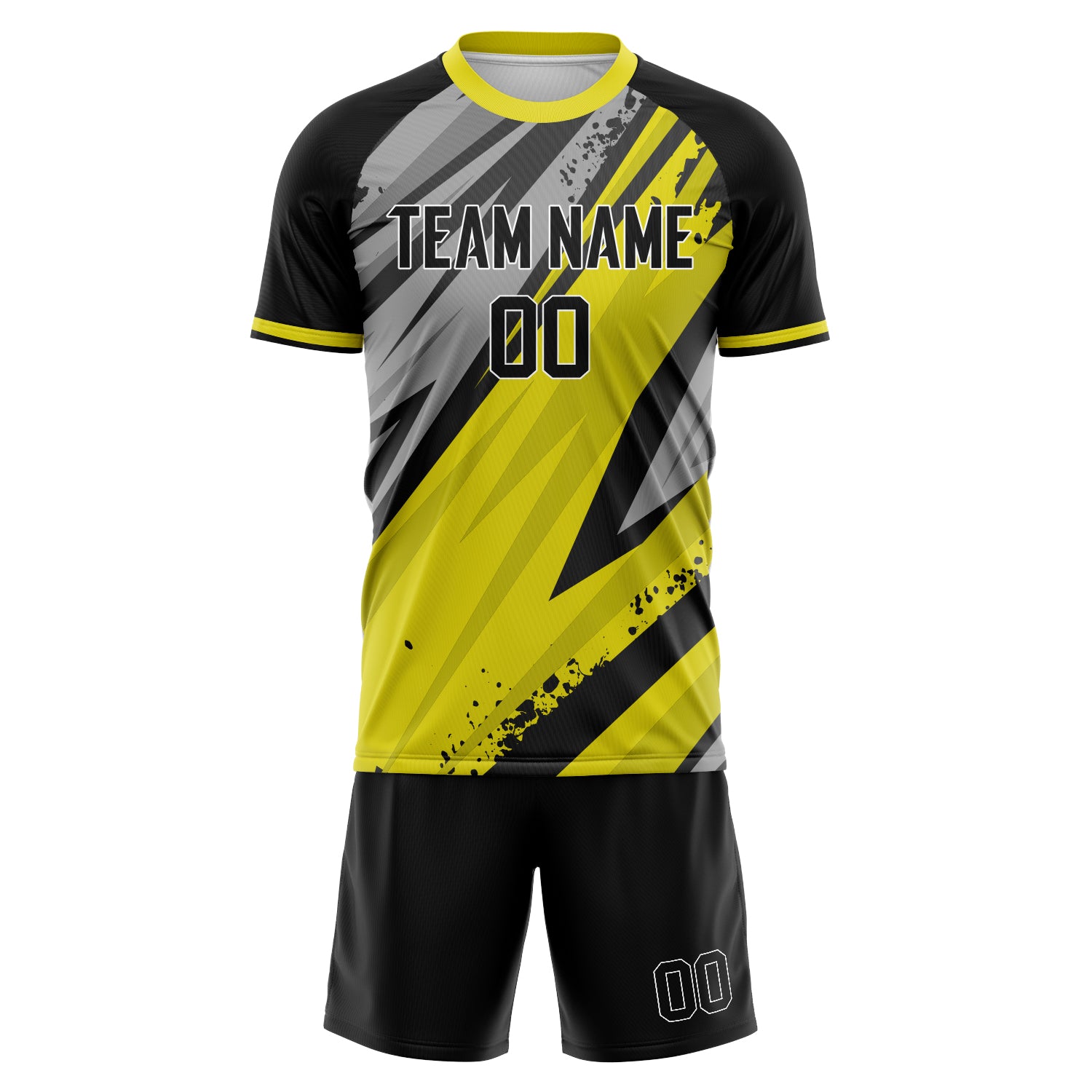 Custom Professional Yellow Black Football Jersey Set