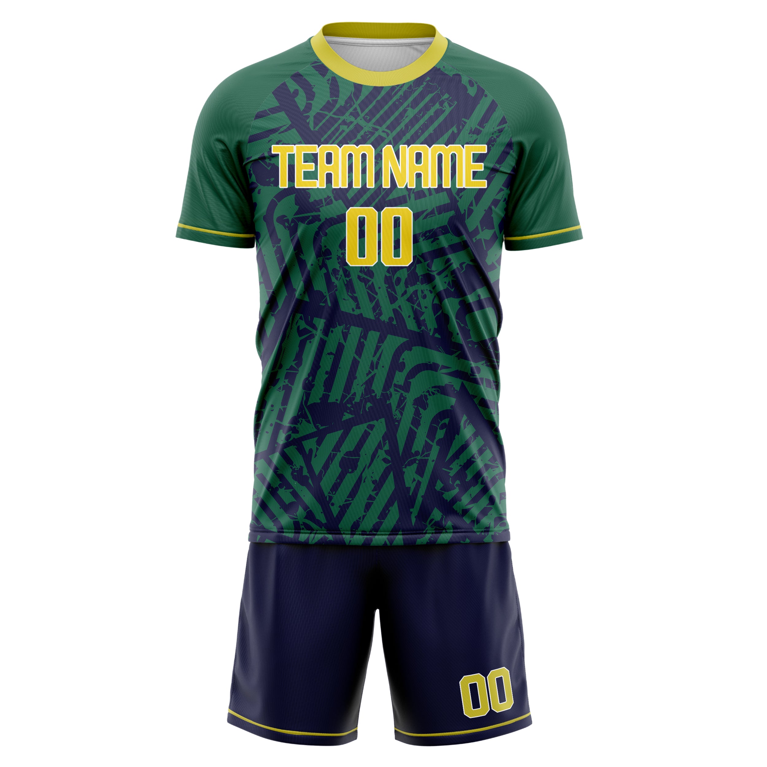 Custom Professional Kelly Green Yellow Soccer Jersey Set