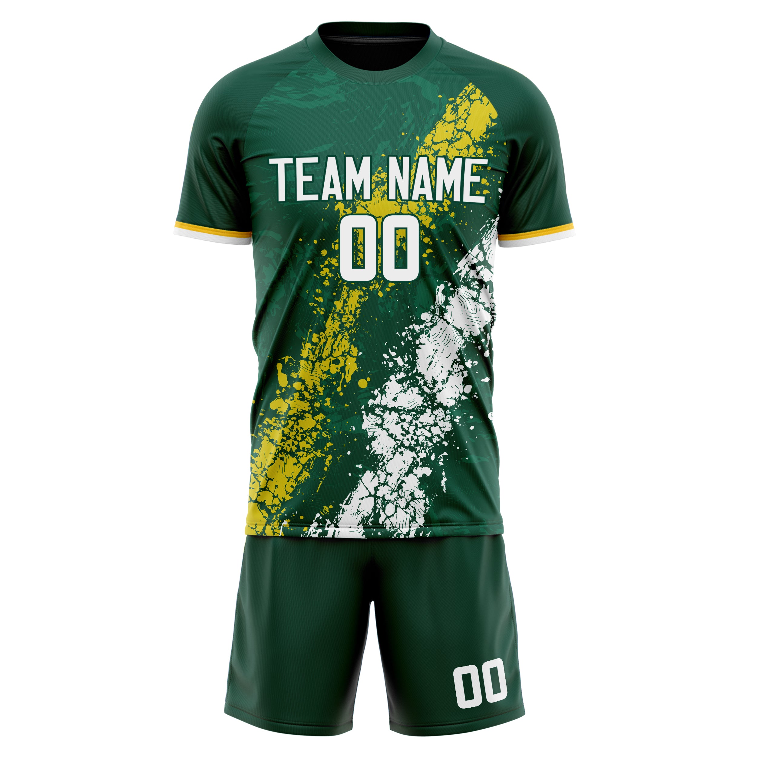 Custom Professional Kelly Green White Soccer Jersey Set