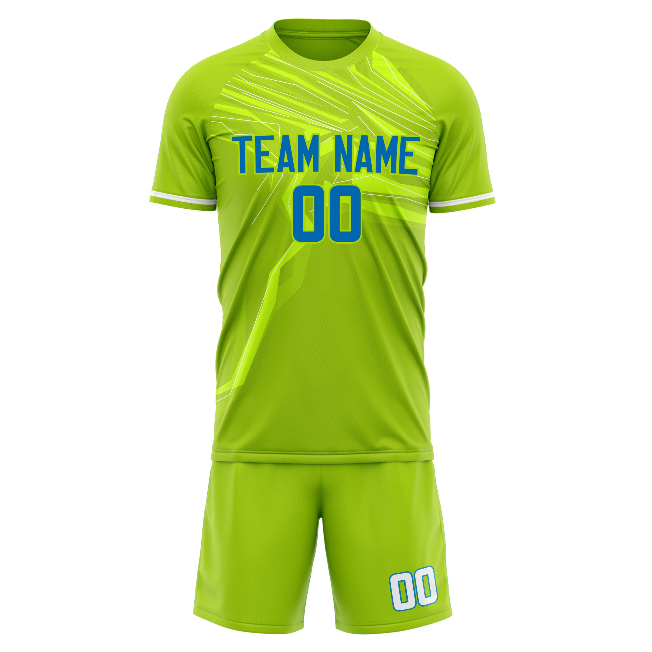 Custom Professional Green Royal Blue Soccer Jersey Set