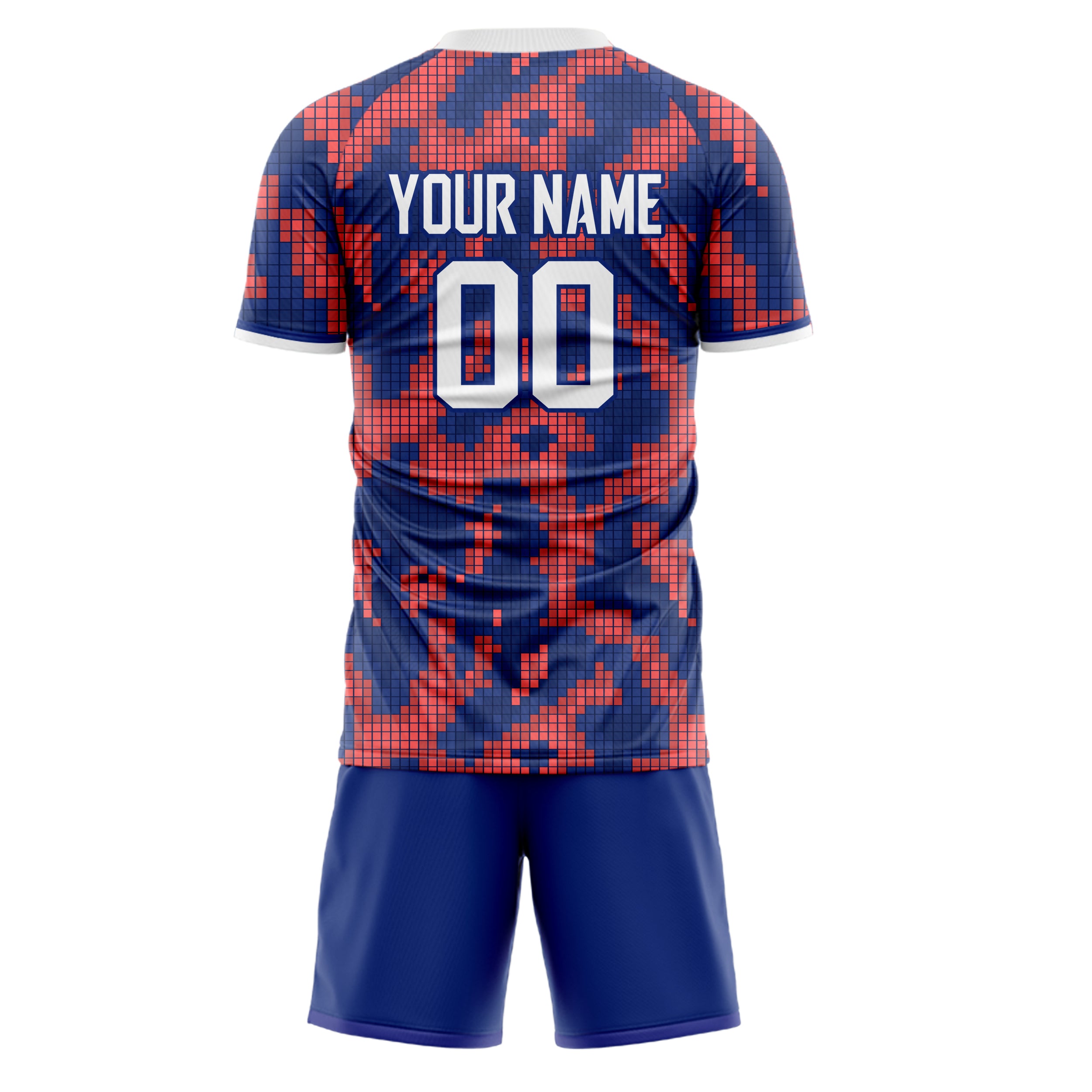 Custom Professional Red Navy Blue Soccer Jersey Set