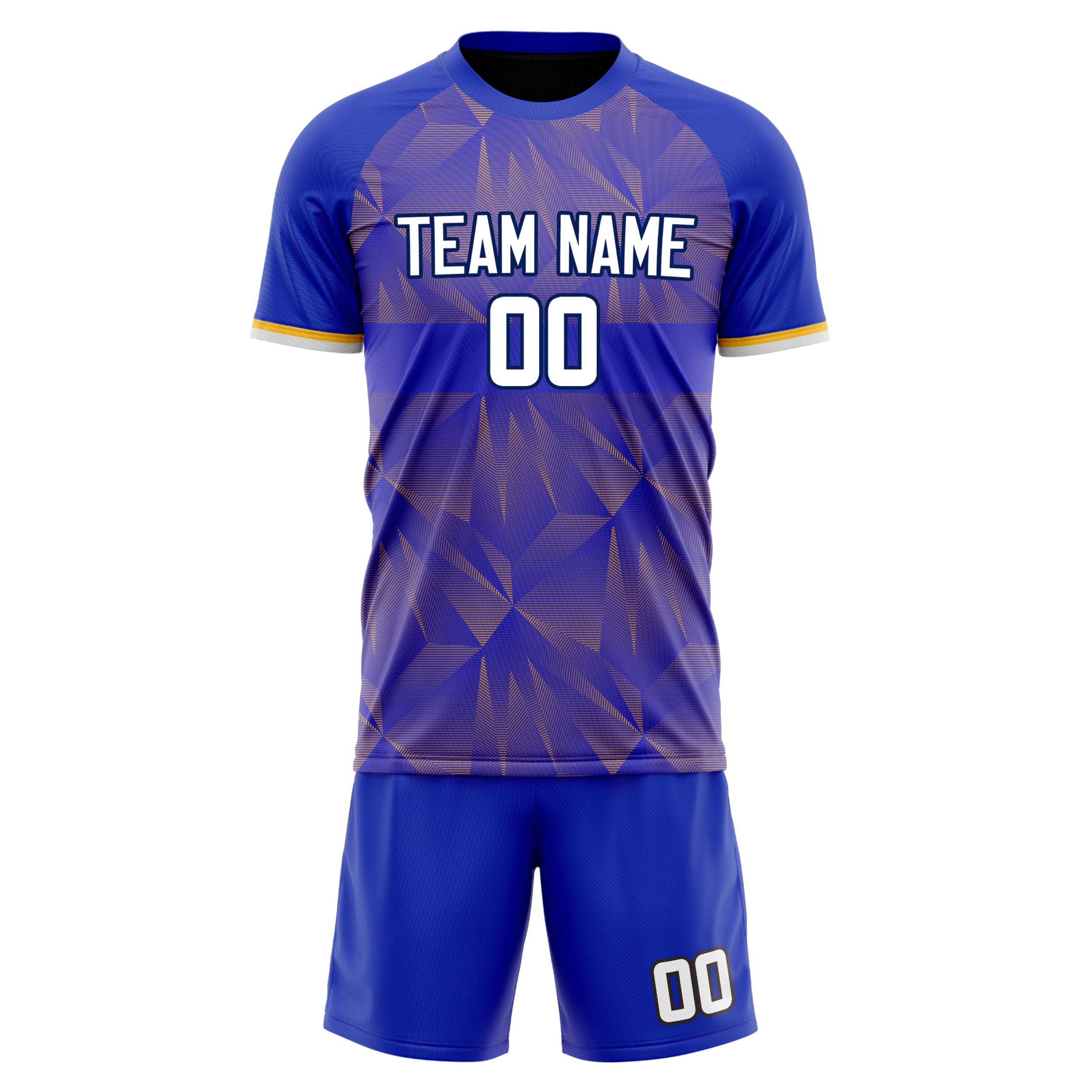Custom Professional Blue Gold Soccer Jersey Set