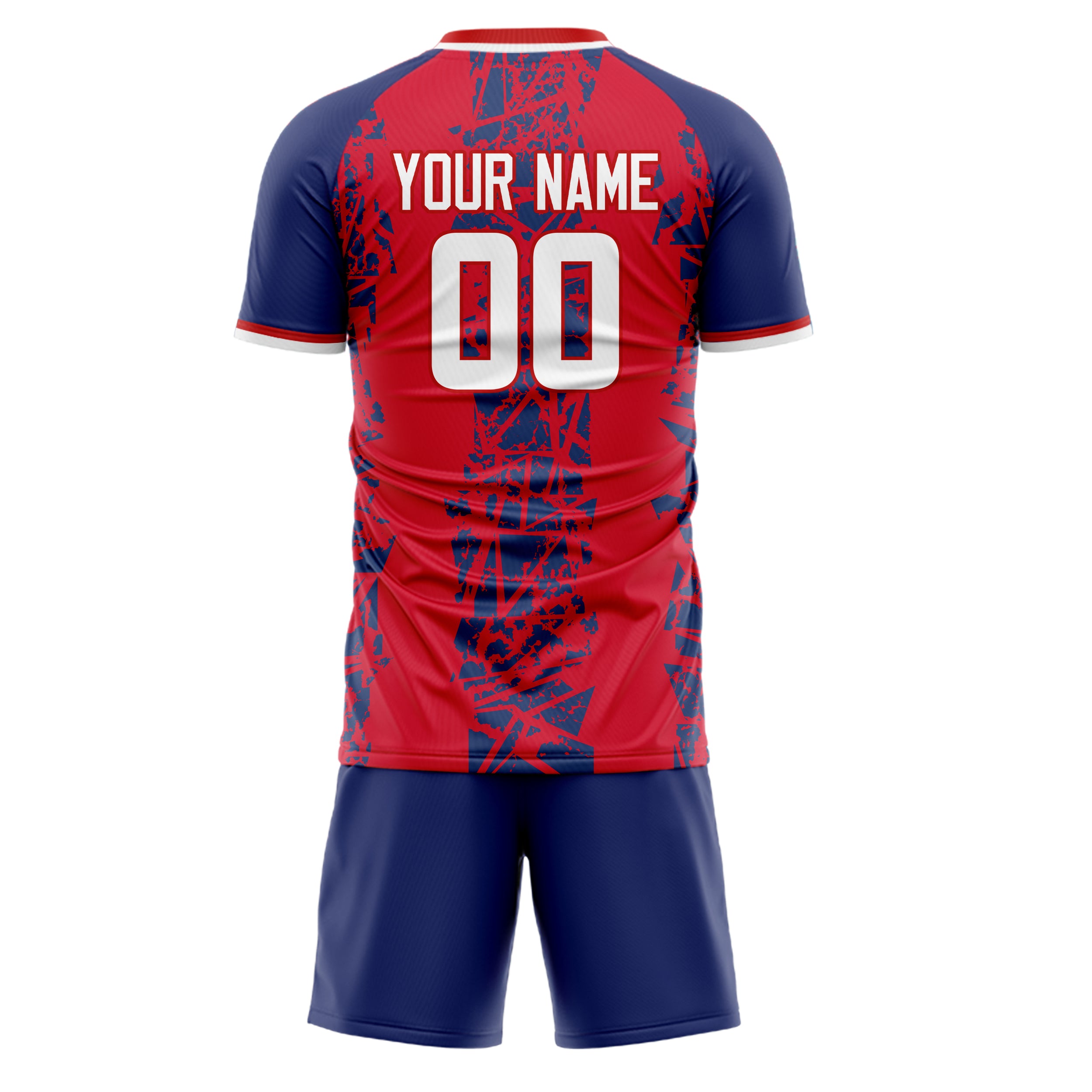 Custom Professional Red Navy Blue Soccer Jersey Set