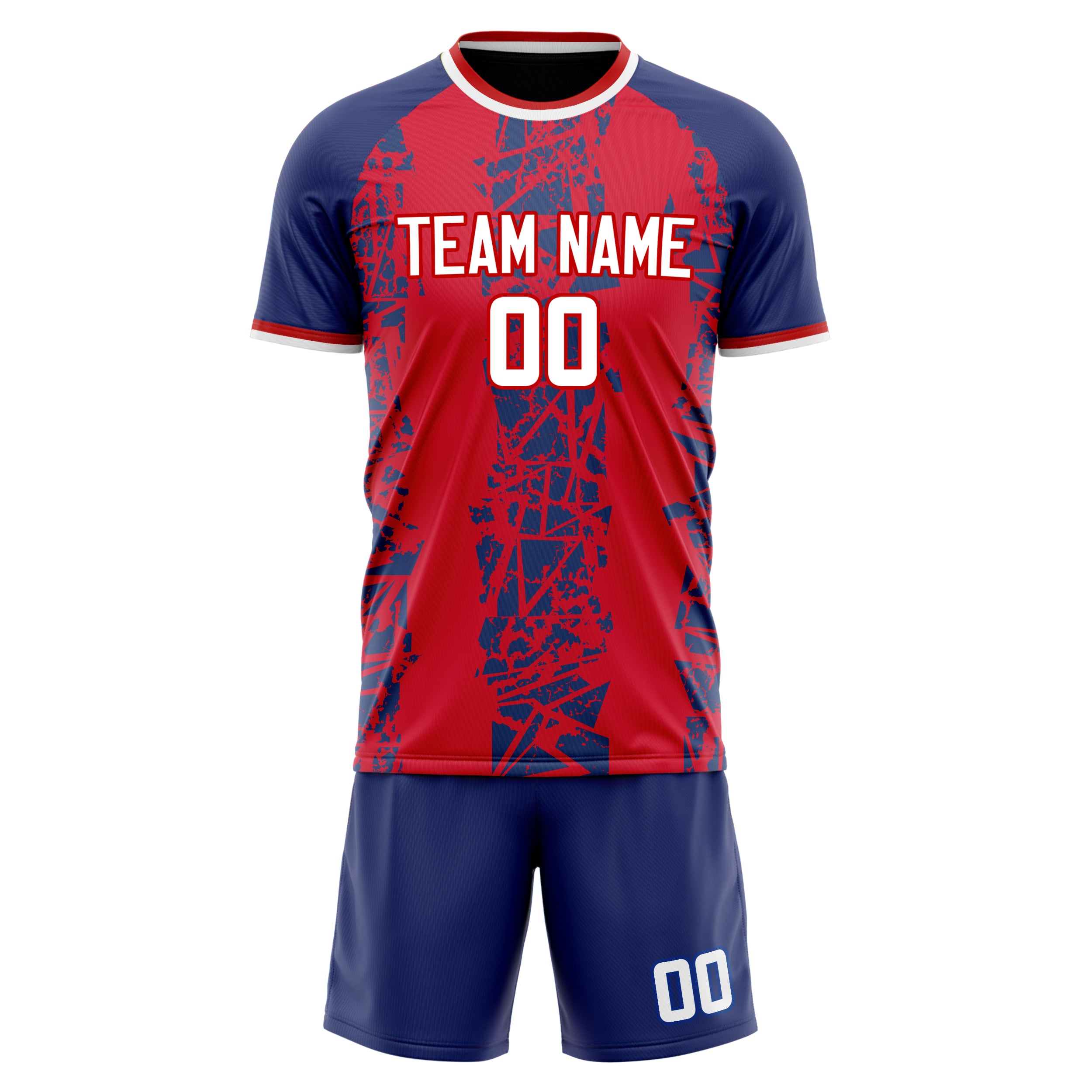 Custom Professional Red Navy Blue Soccer Jersey Set