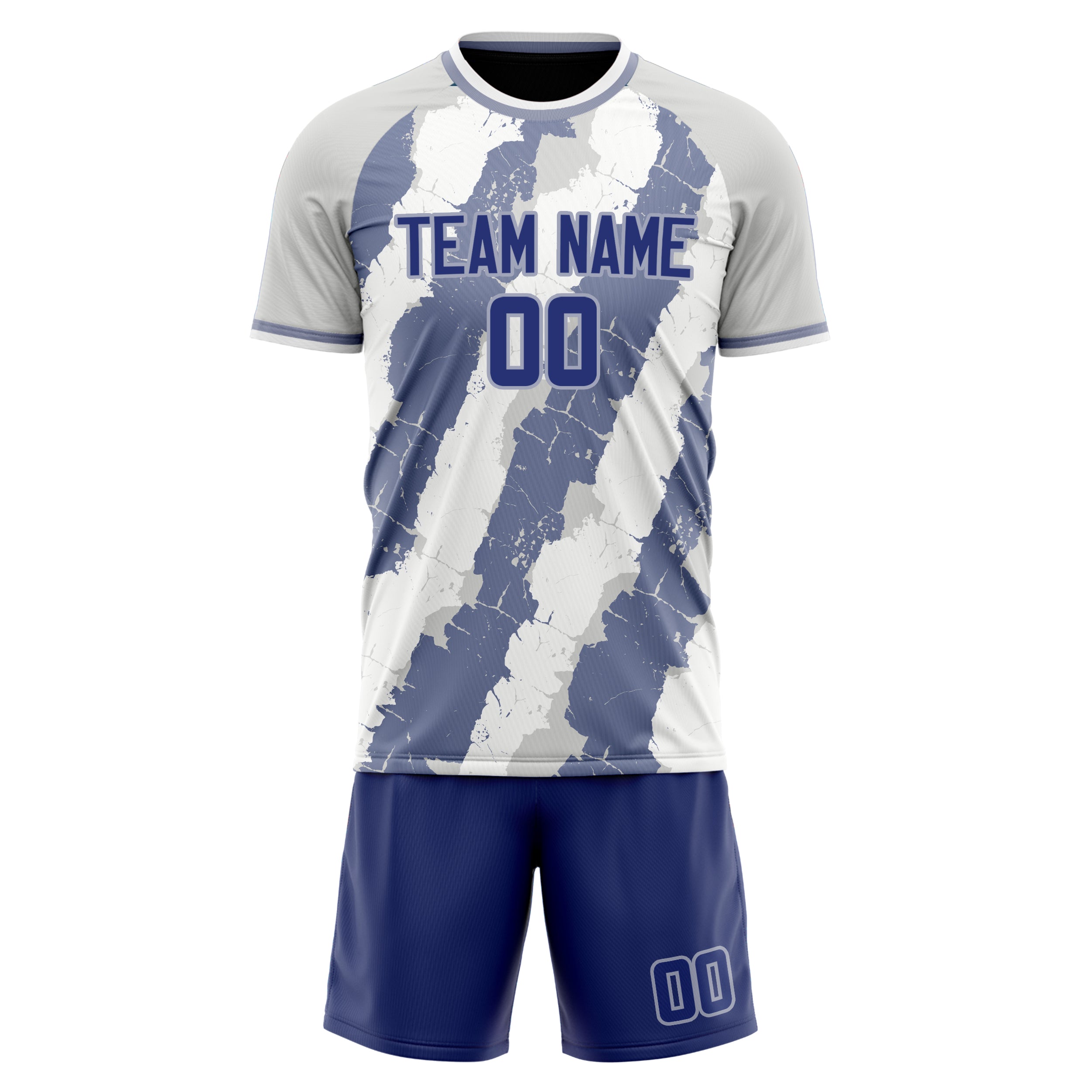Custom Professional White Grey Blue Soccer Jersey Set