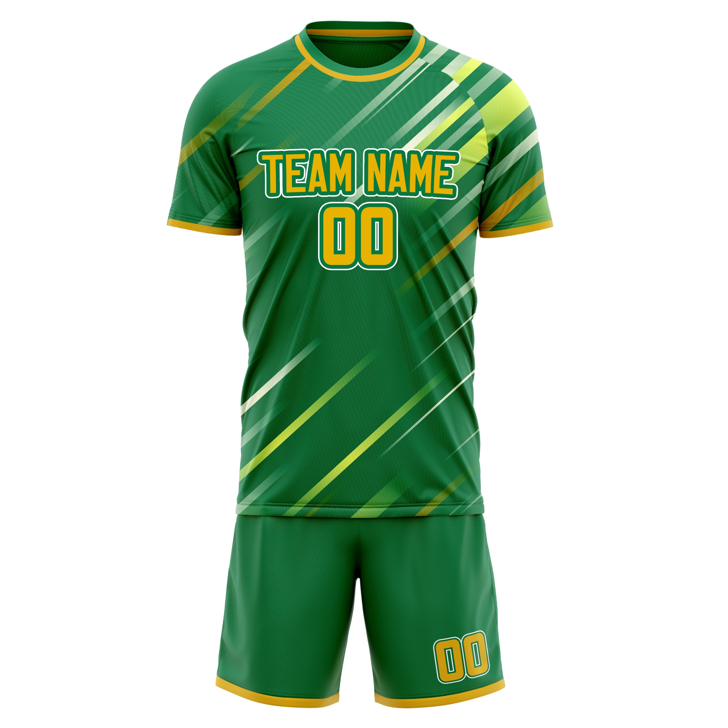 Custom Professional Kelly Green Gold Football Jersey Set