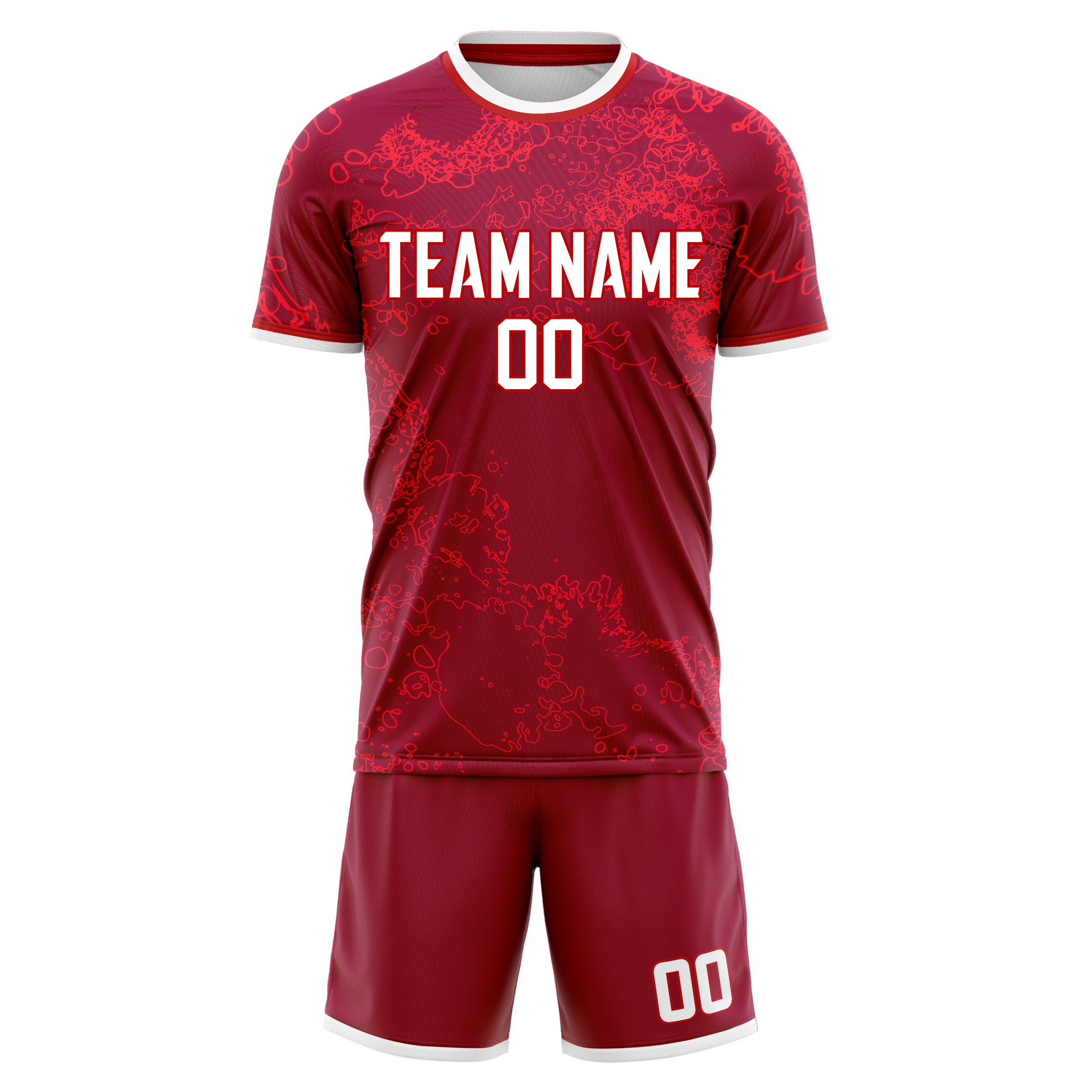 Custom Professional Red White Football Jersey Set