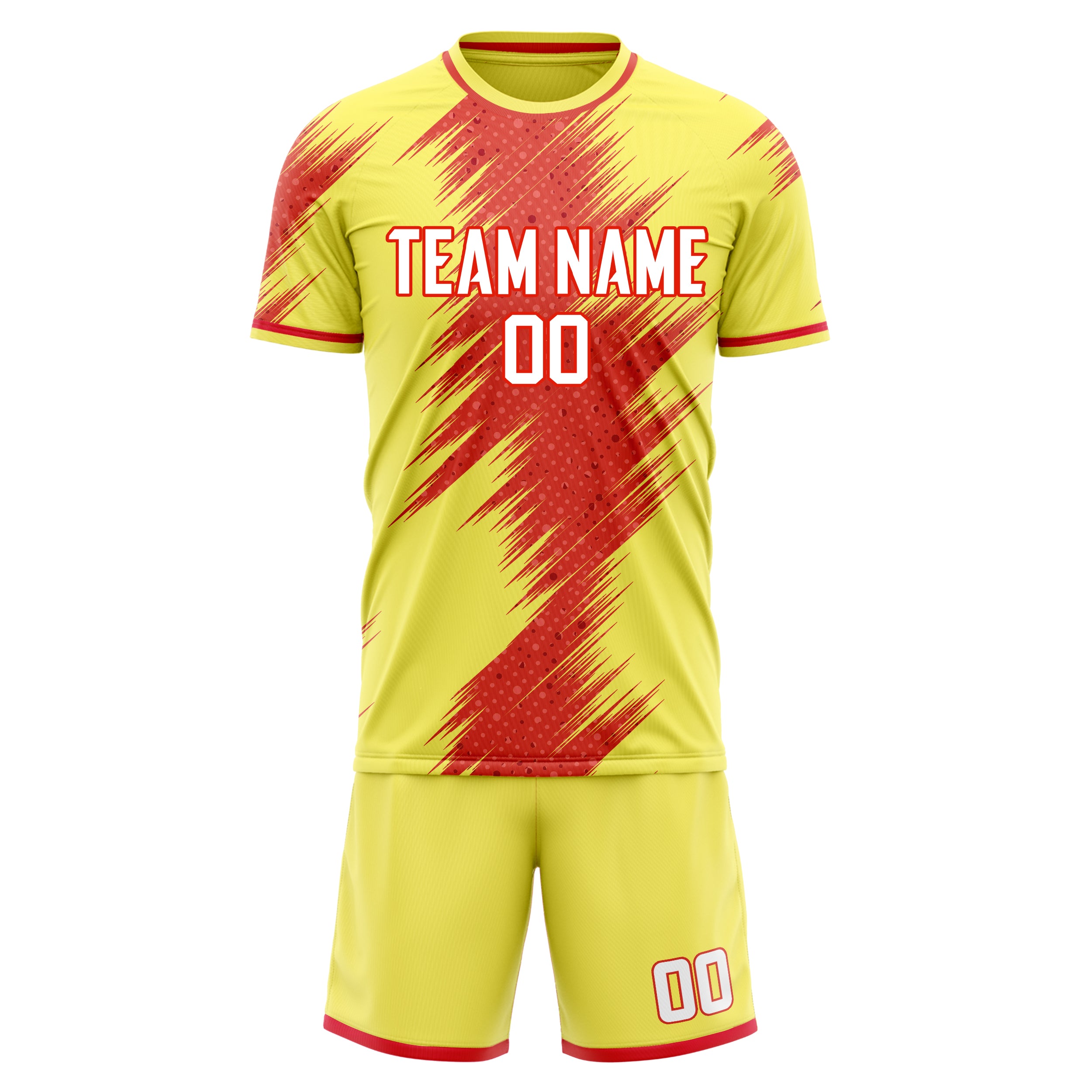 Custom Professional Yellow Red Football Jersey Set