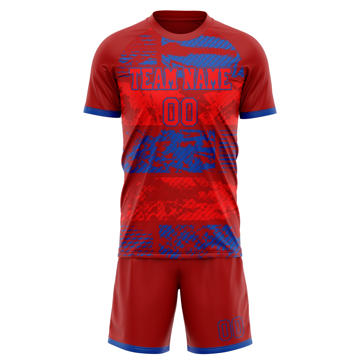 Custom Professional Red Royal Blue Soccer Jersey Set
