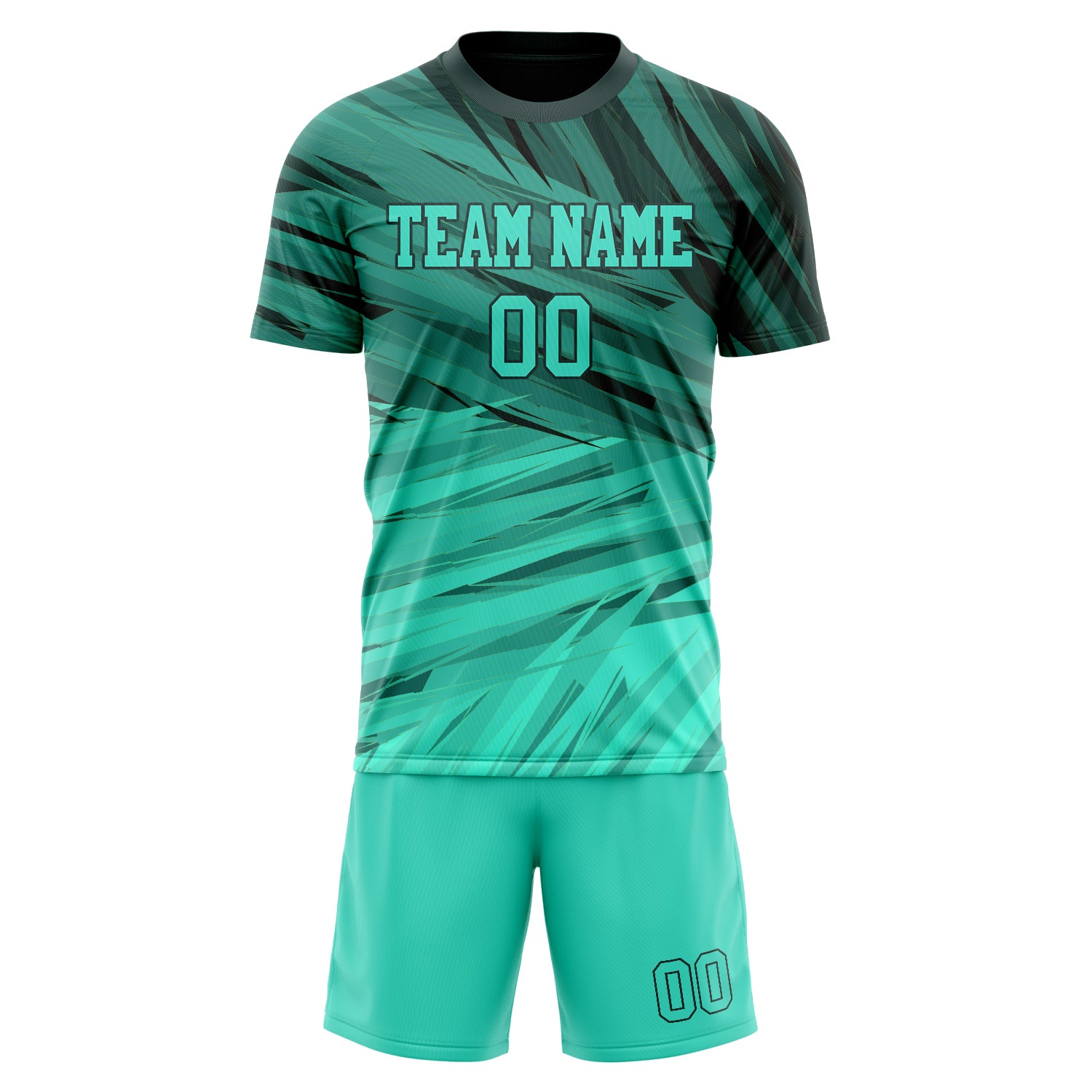 Custom Professional Teal Black Soccer Jersey Set