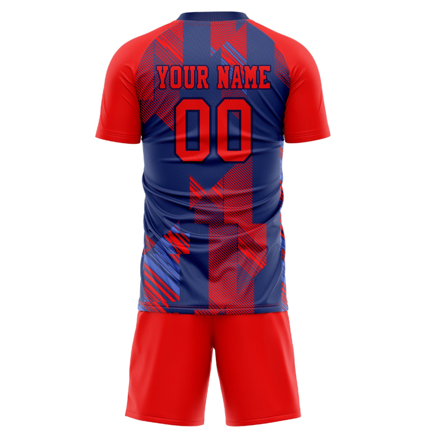 Custom Professional Red Navy Blue Soccer Jersey Set