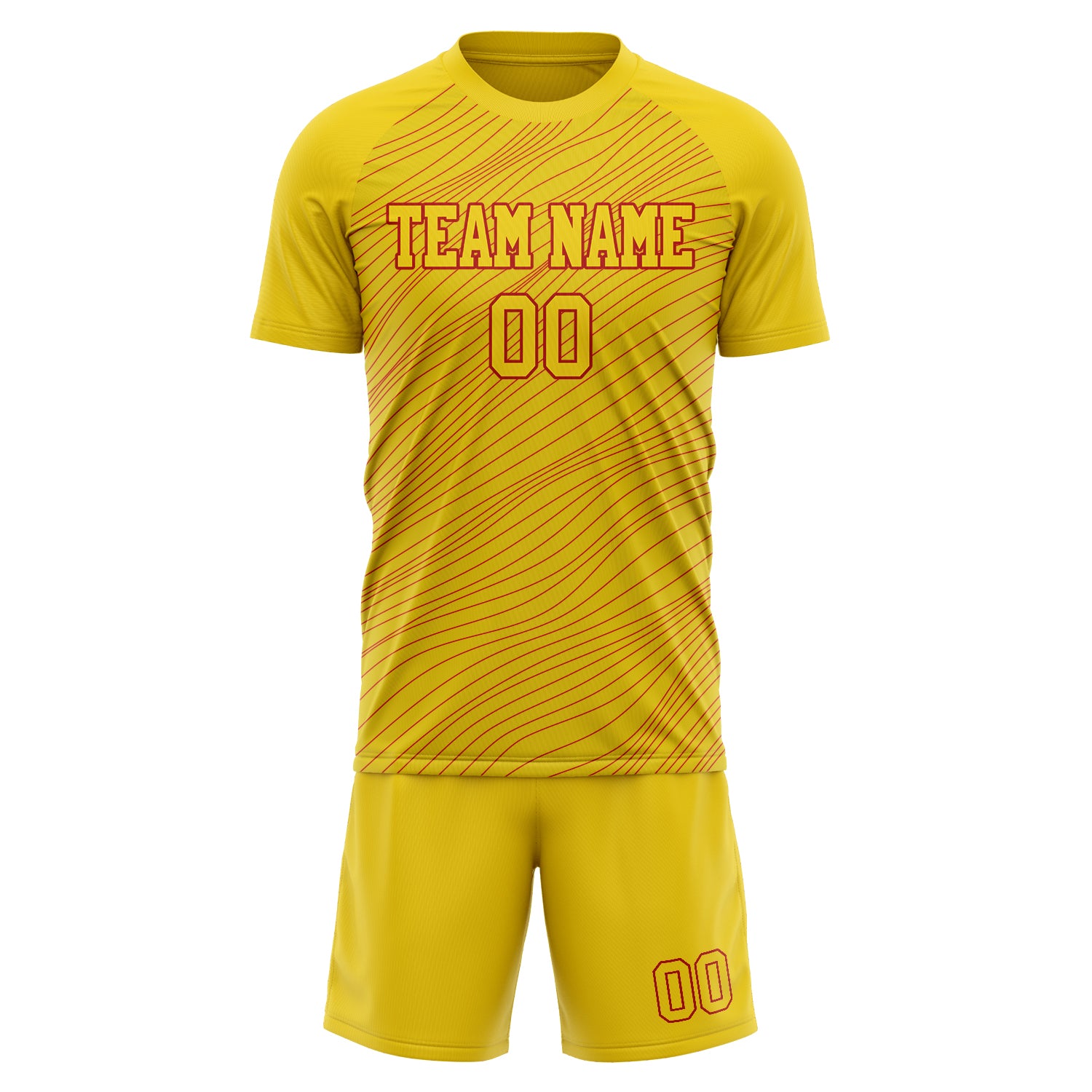 Custom Professional Yellow Red Football Jersey Set