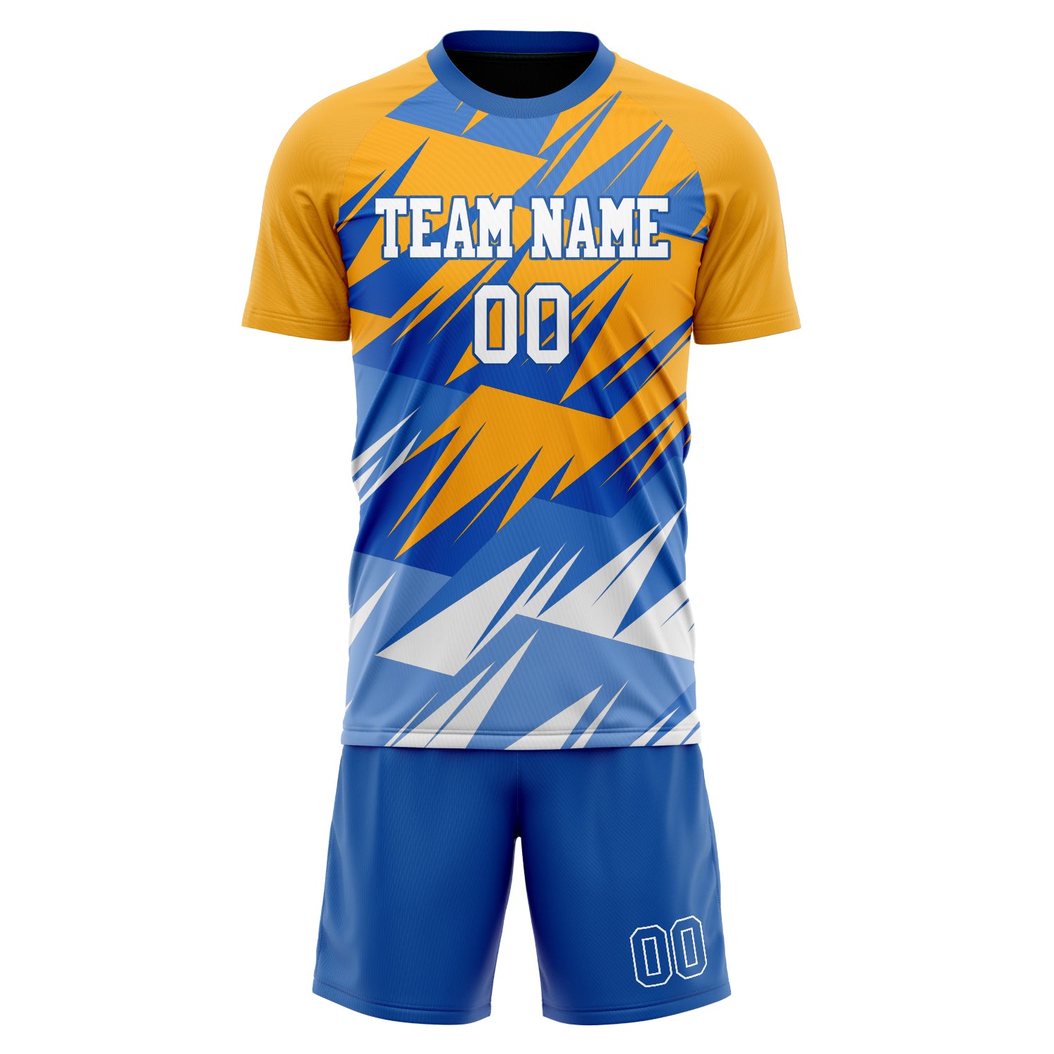 Custom Professional Gold Blue Soccer Jersey Set