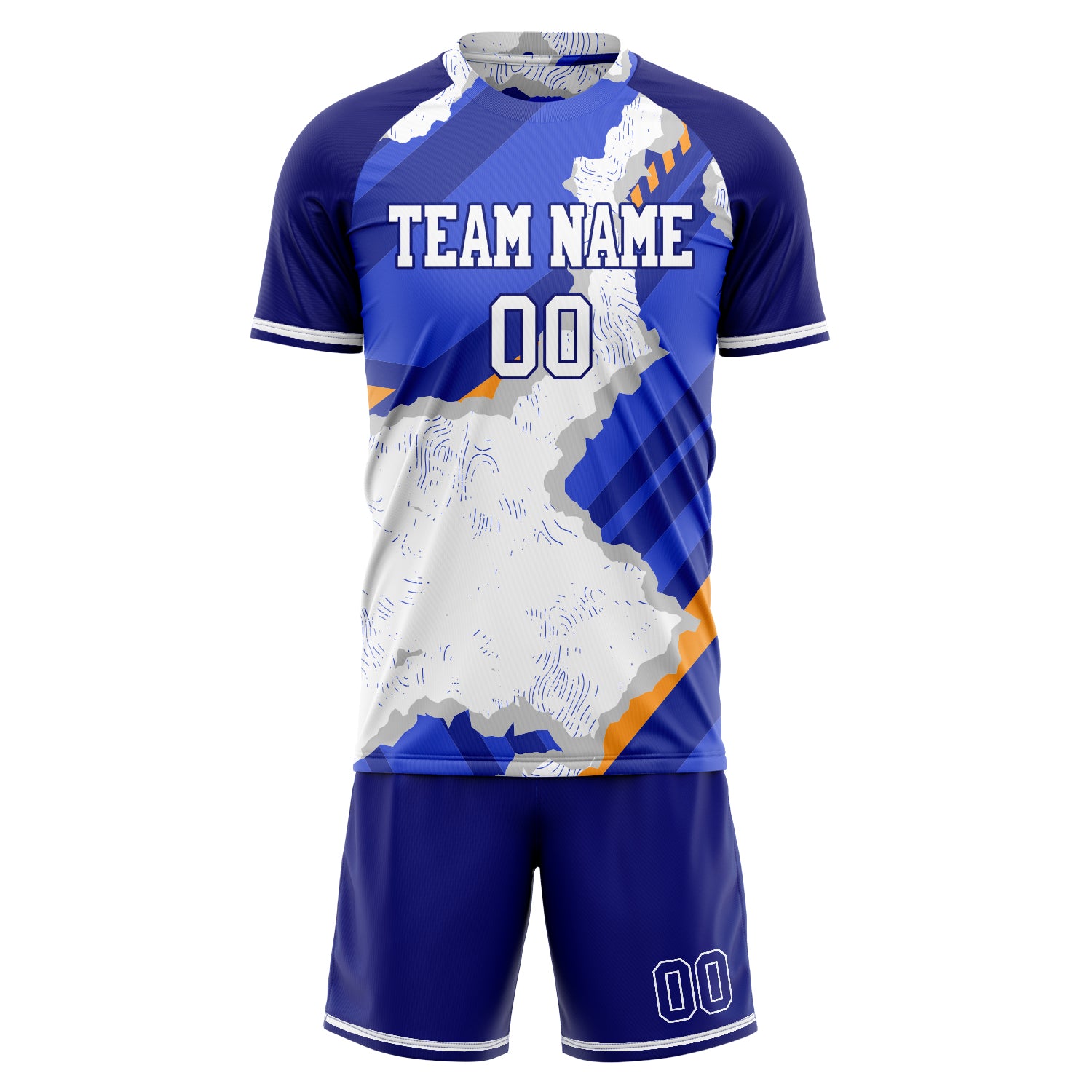 Custom Professional White Blue Soccer Jersey Set