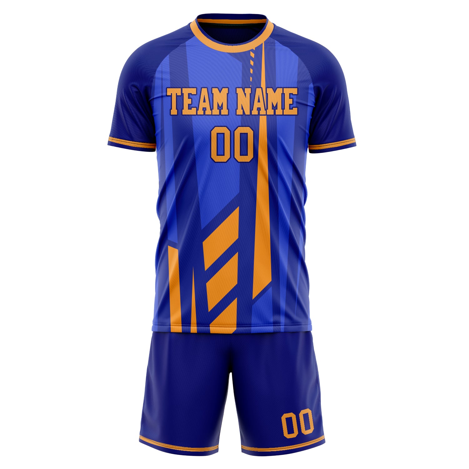 Custom Professional Blue Gold Soccer Jersey Set
