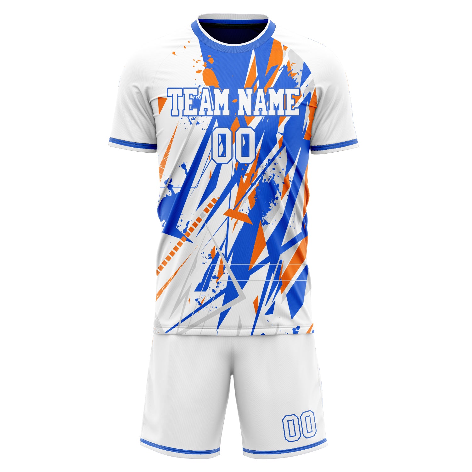 Custom Professional White Blue Soccer Jersey Set
