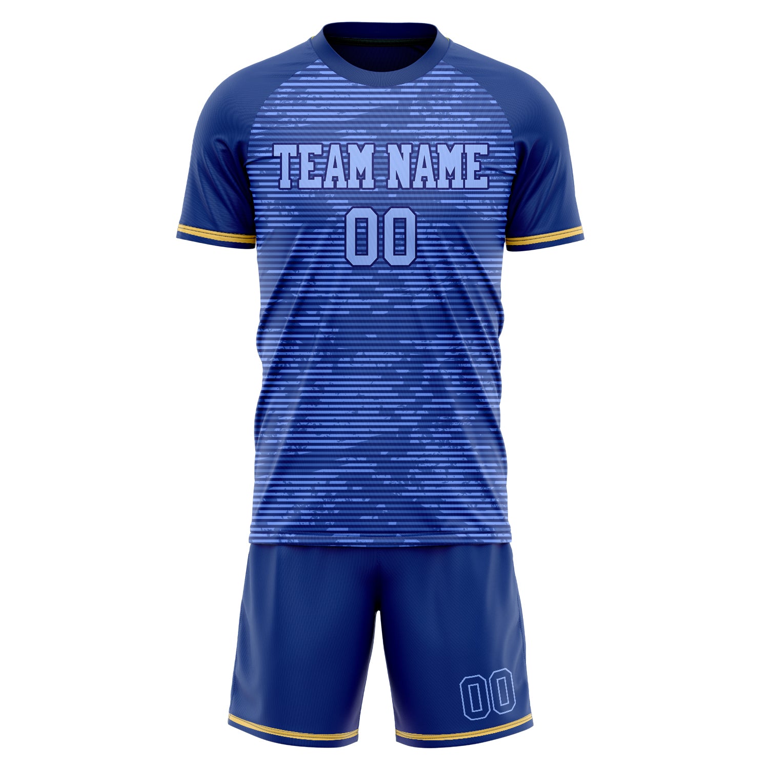 Custom Professional Royal Blue Gold Soccer Jersey Set