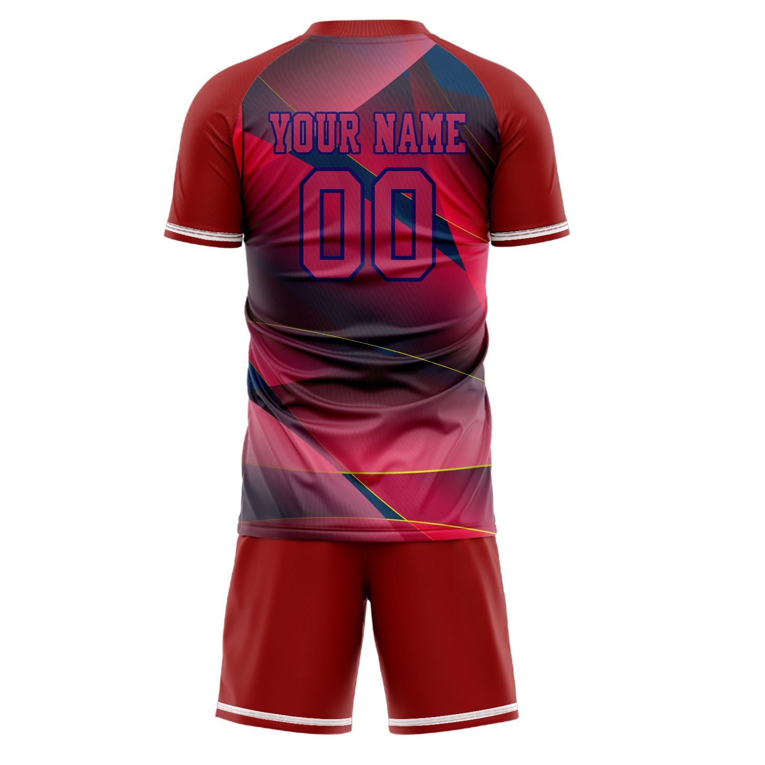 Custom Professional Red Navy Blue Soccer Jersey Set