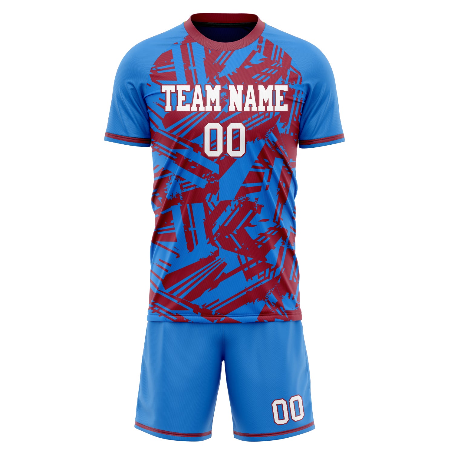 Custom Professional Blue Red Football Jersey Set