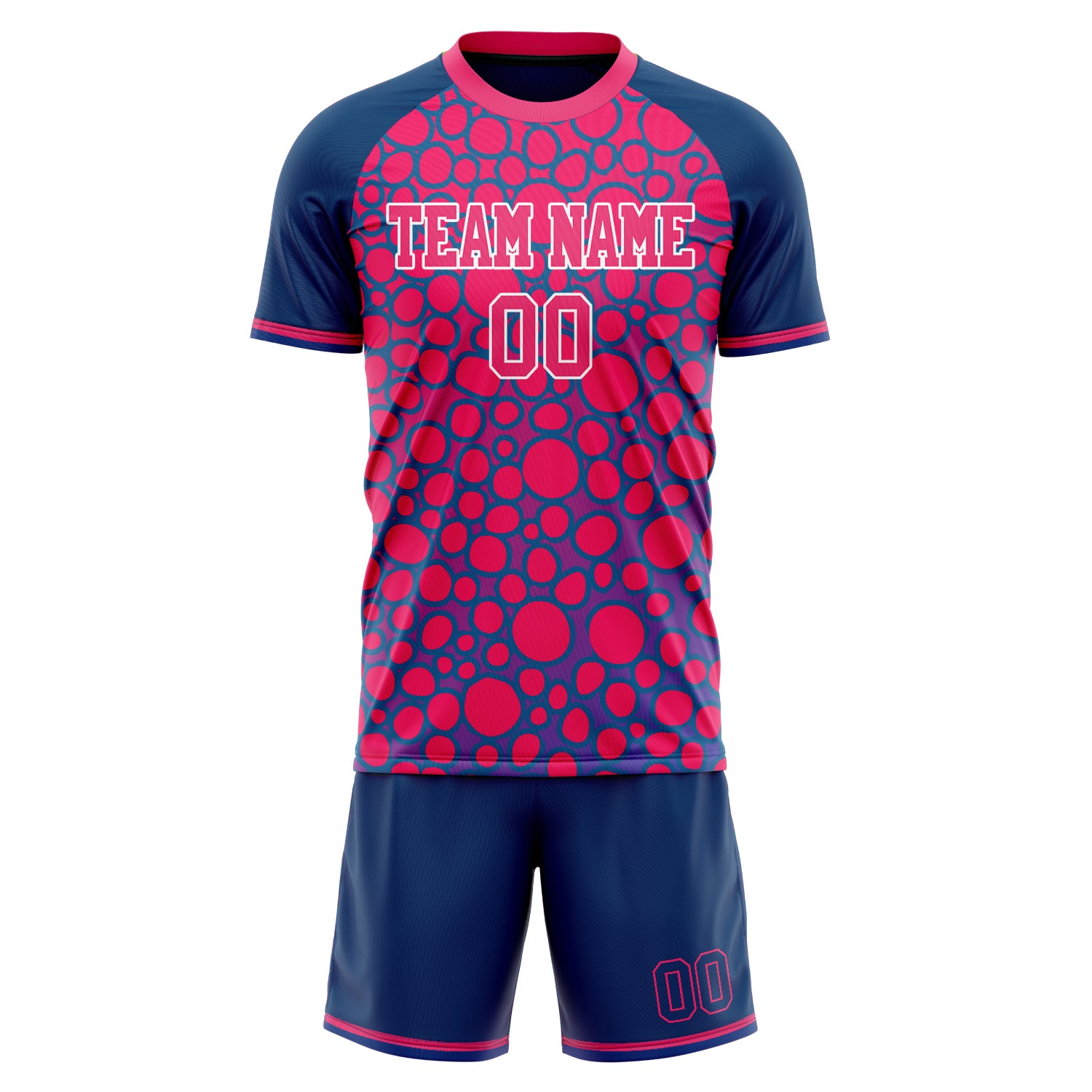 Custom Professional Pink Navy Blue Soccer Jersey Set