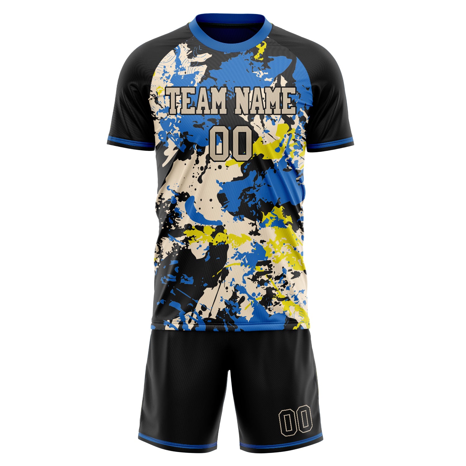 Custom Professional Blue Black Soccer Jersey Set