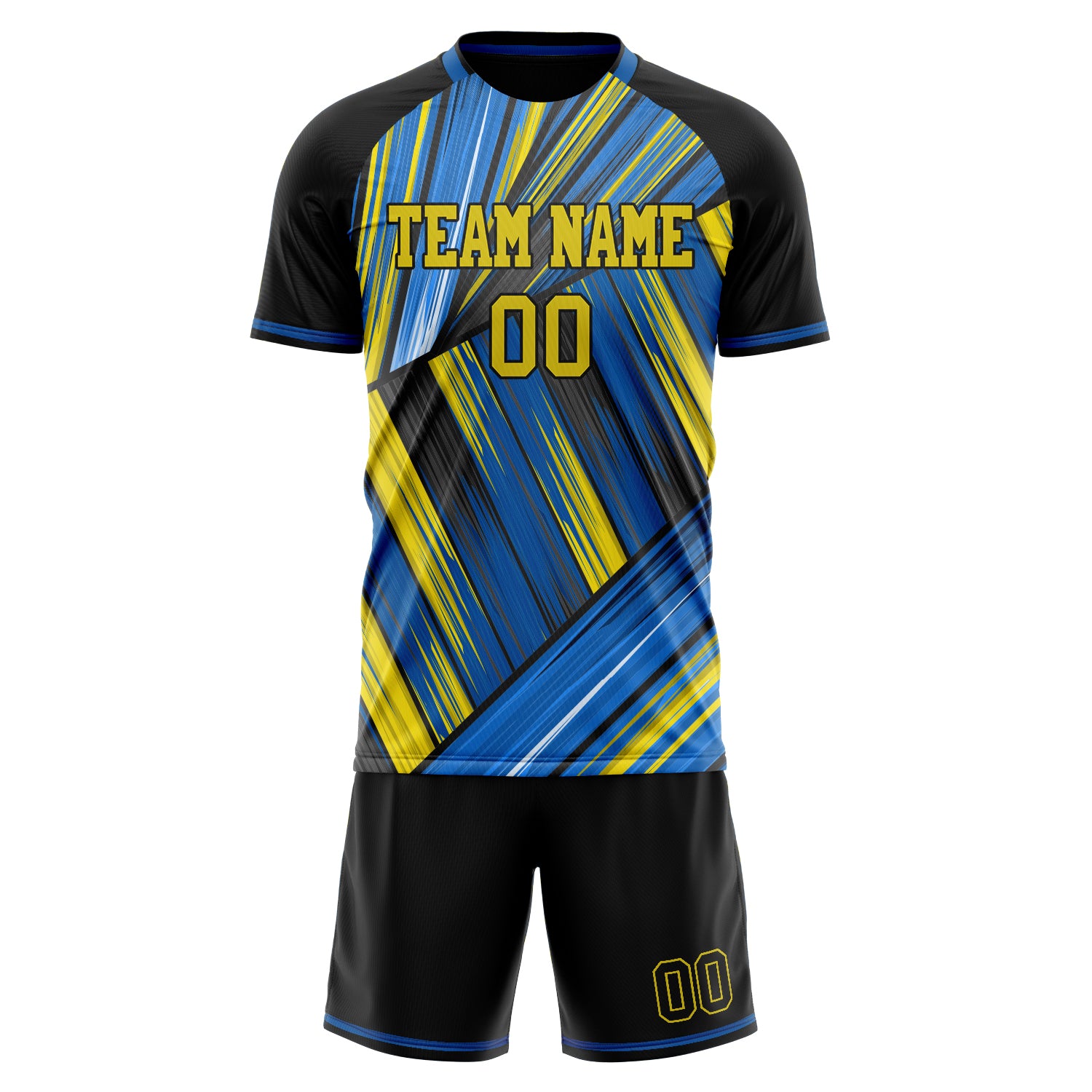 Custom Professional Gold Blue Soccer Jersey Set