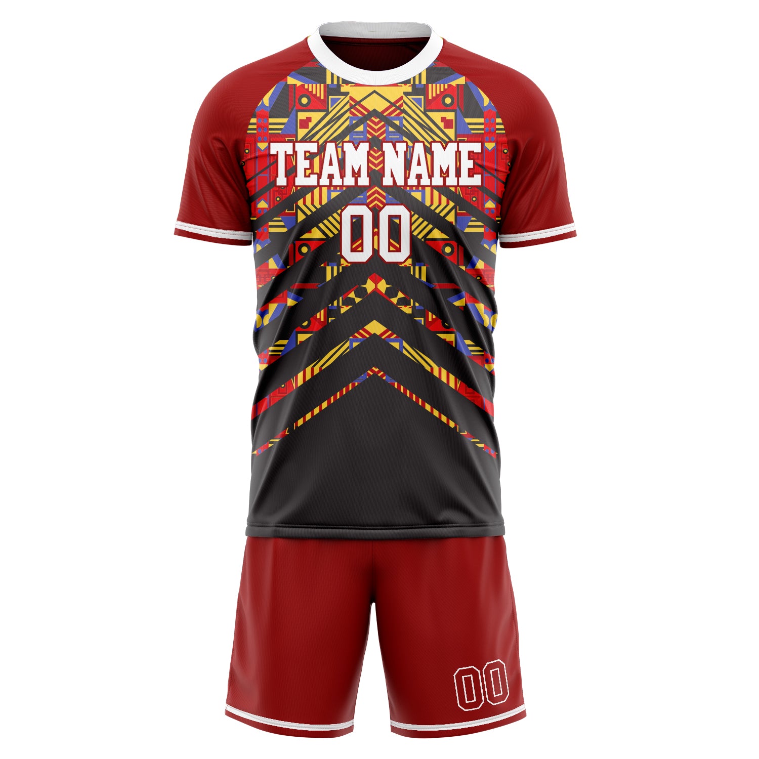 Custom Professional Red Black Football Jersey Set