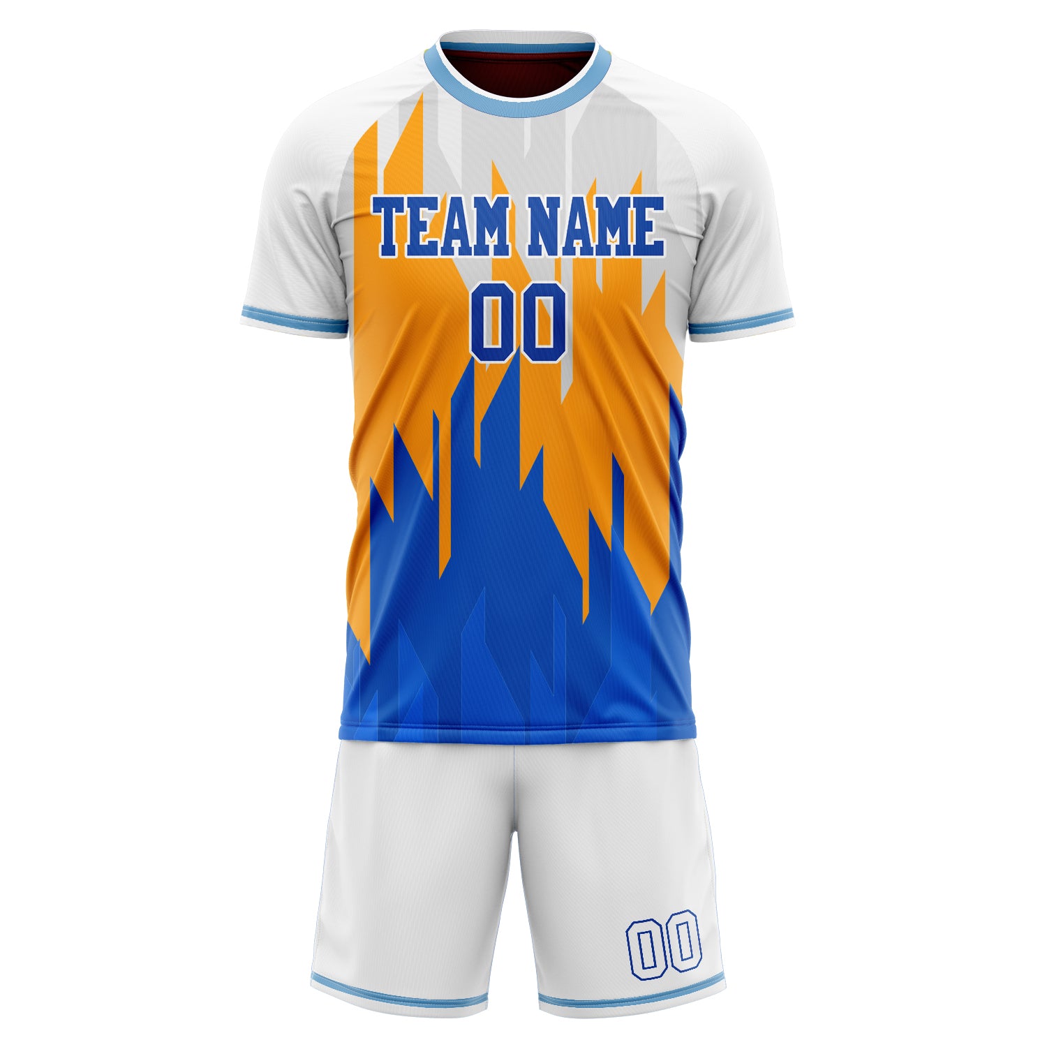Custom Professional White Blue Soccer Jersey Set
