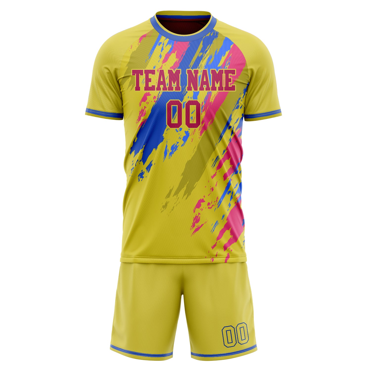 Custom Professional Yellow Blue Soccer Jersey Set