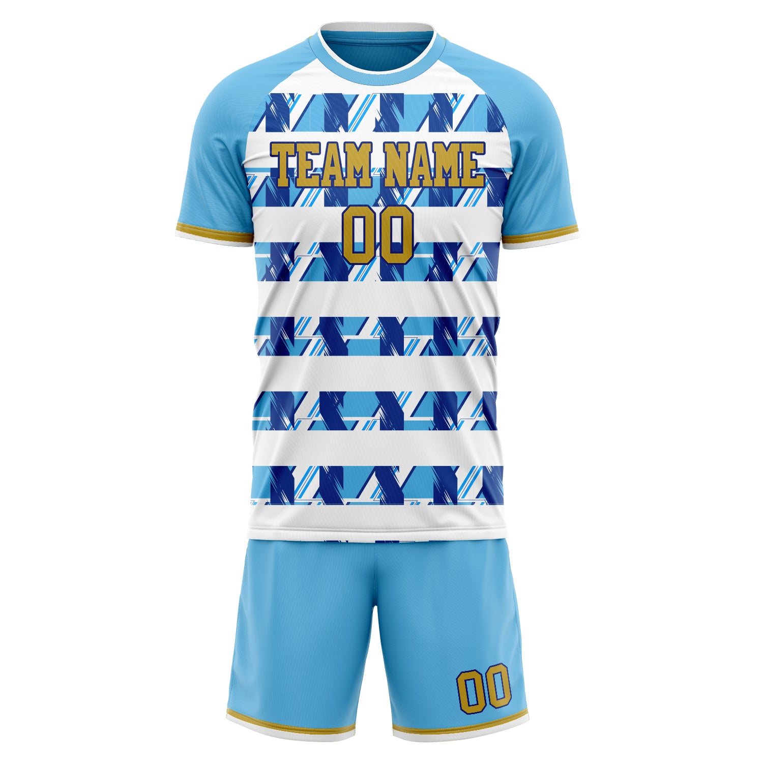 Custom Professional Light Blue White Soccer Jersey Set