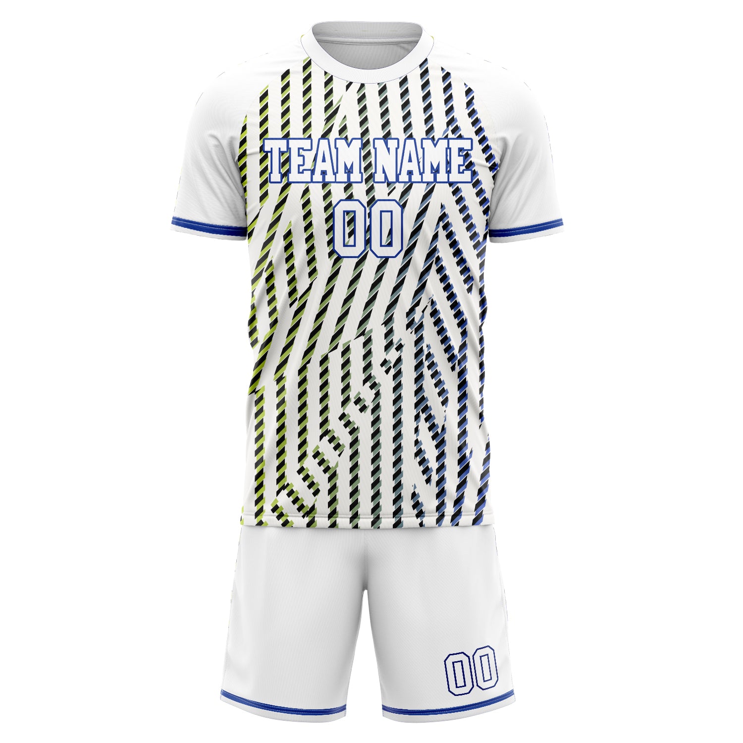 Custom Professional White Blue Soccer Jersey Set