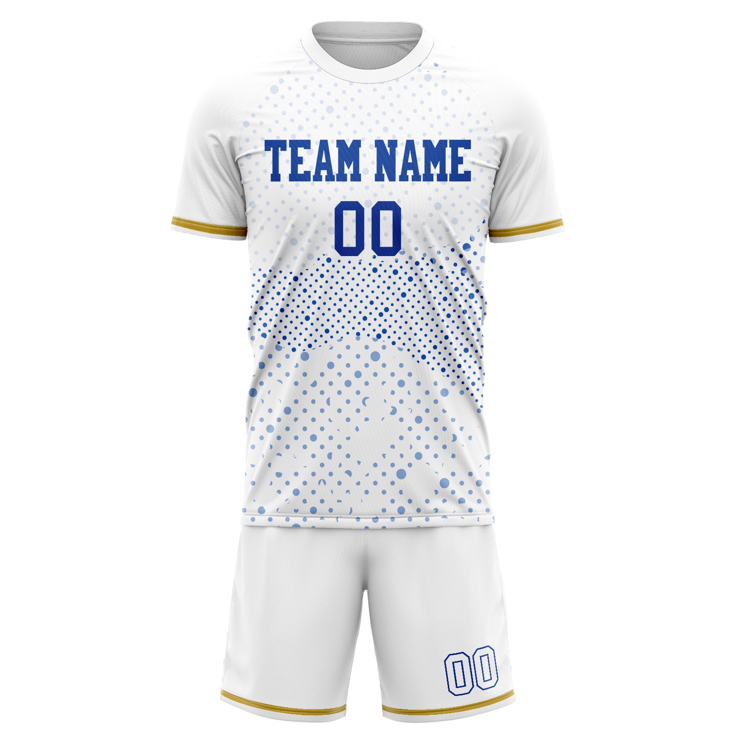 Custom Professional White Royal Blue Soccer Jersey Set