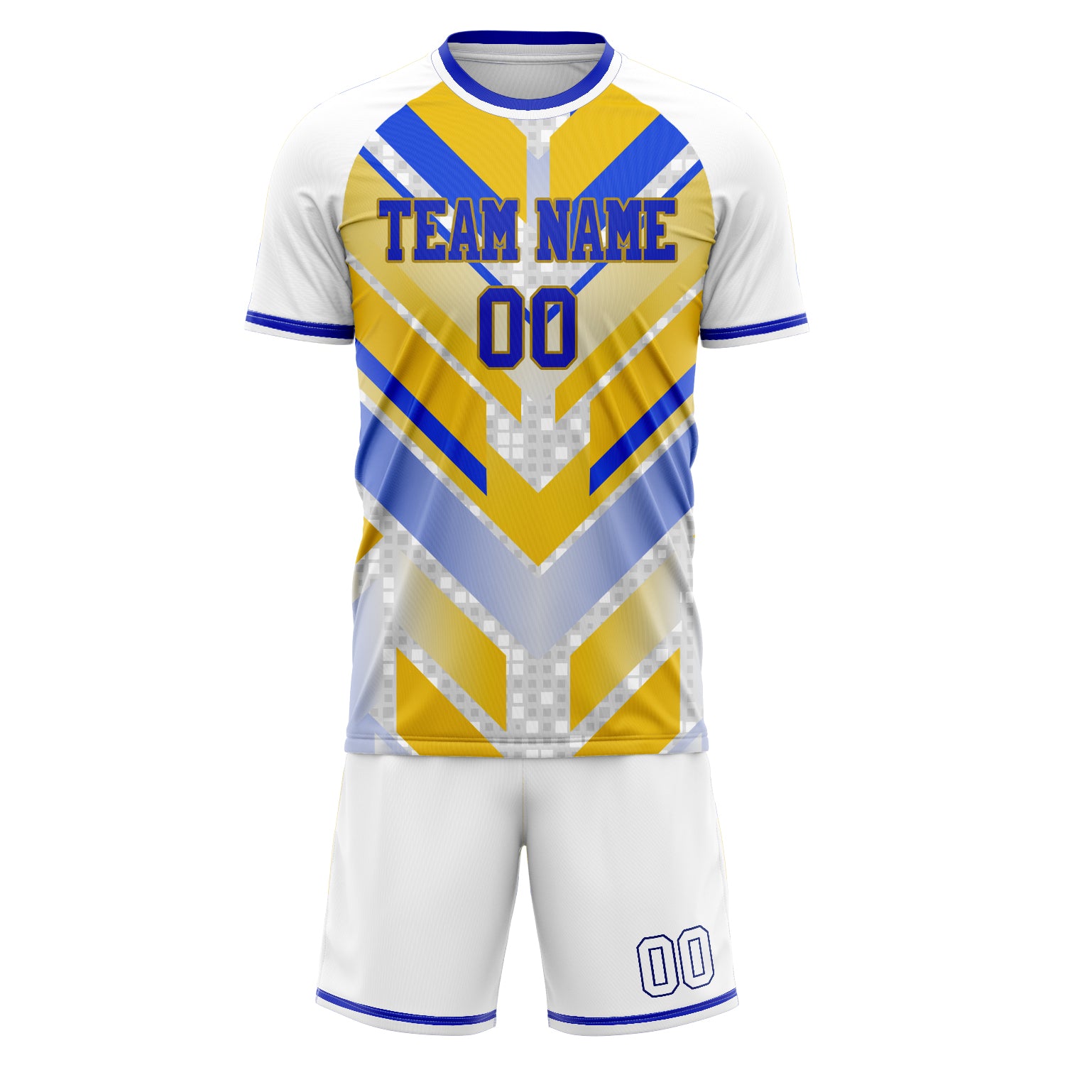 Custom Professional Blue Yellow Soccer Jersey Set