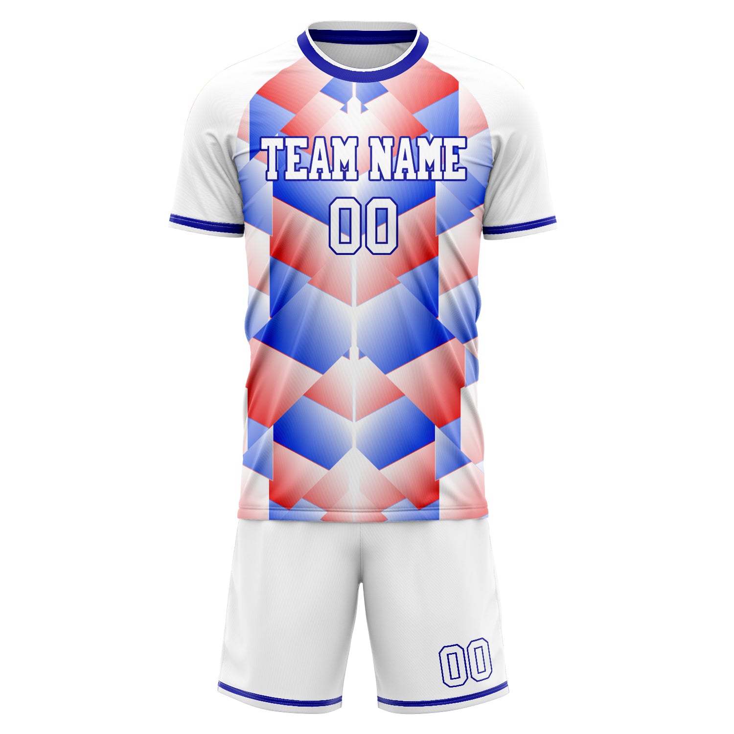 Custom Professional White Blue Soccer Jersey Set