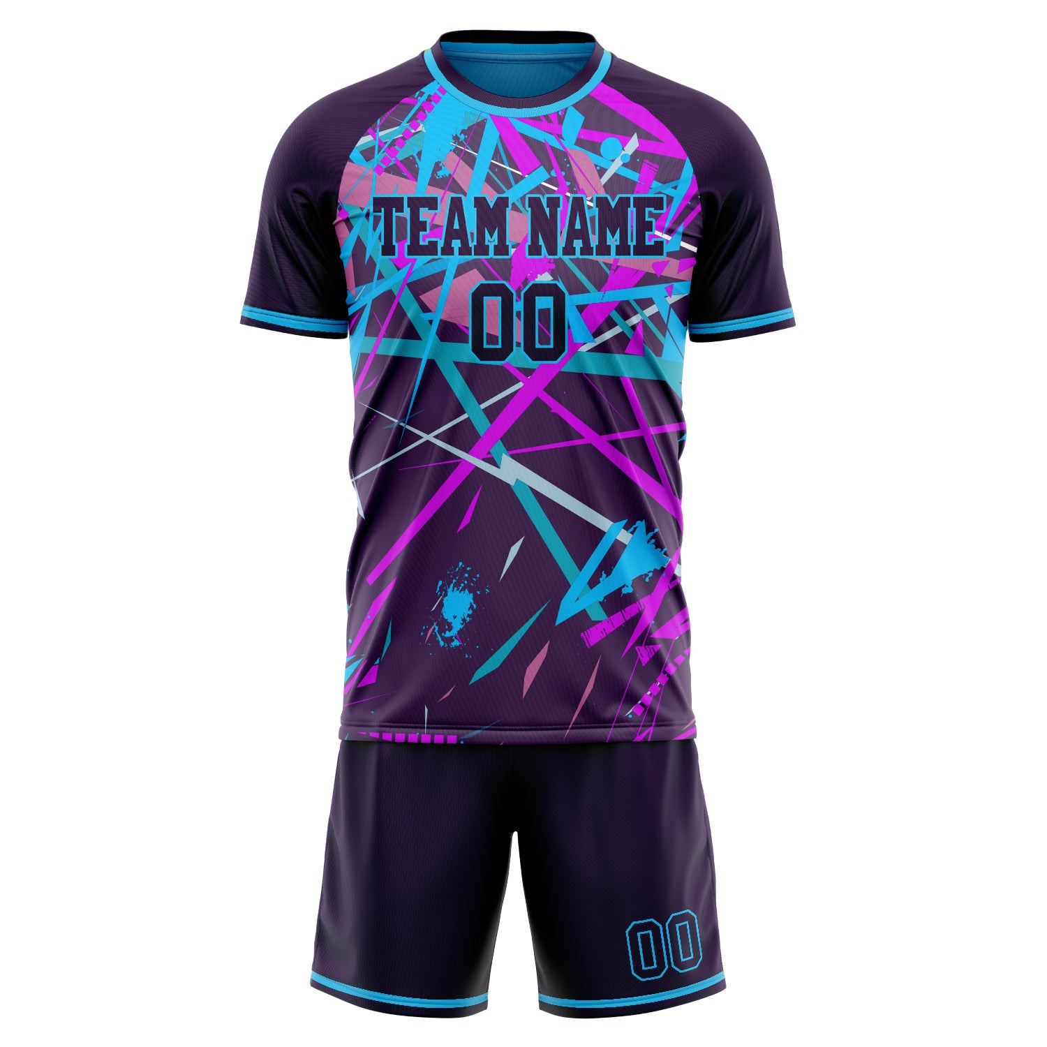 Custom Professional Purple Light Blue Soccer Jersey Set