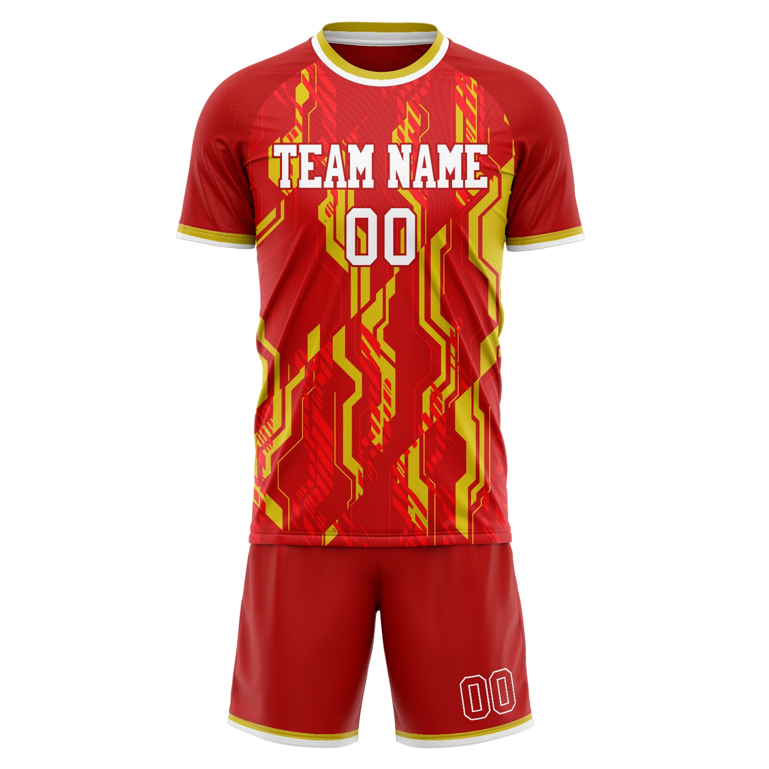 Custom Professional Red Gold Football Jersey Set
