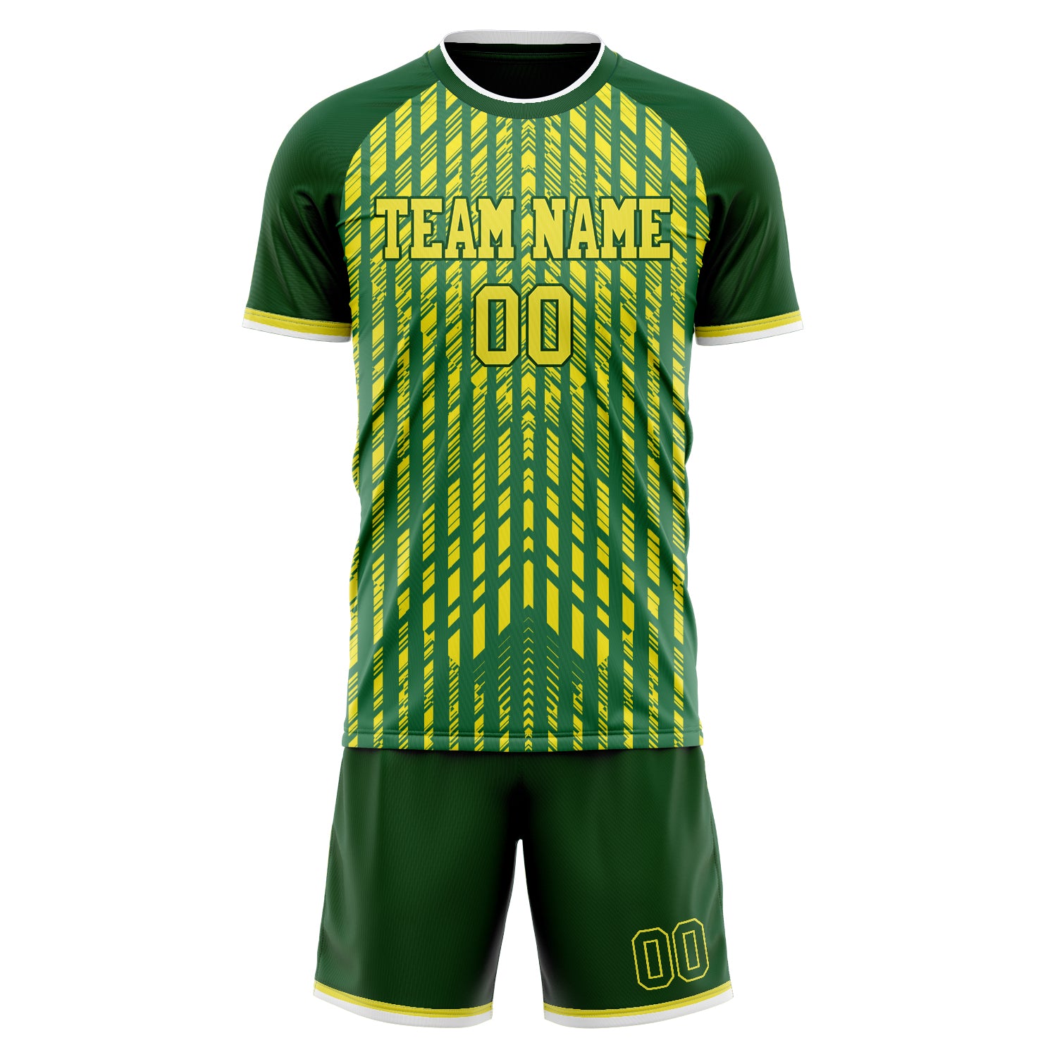Custom Professional Kelly Green Yellow Soccer Jersey Set