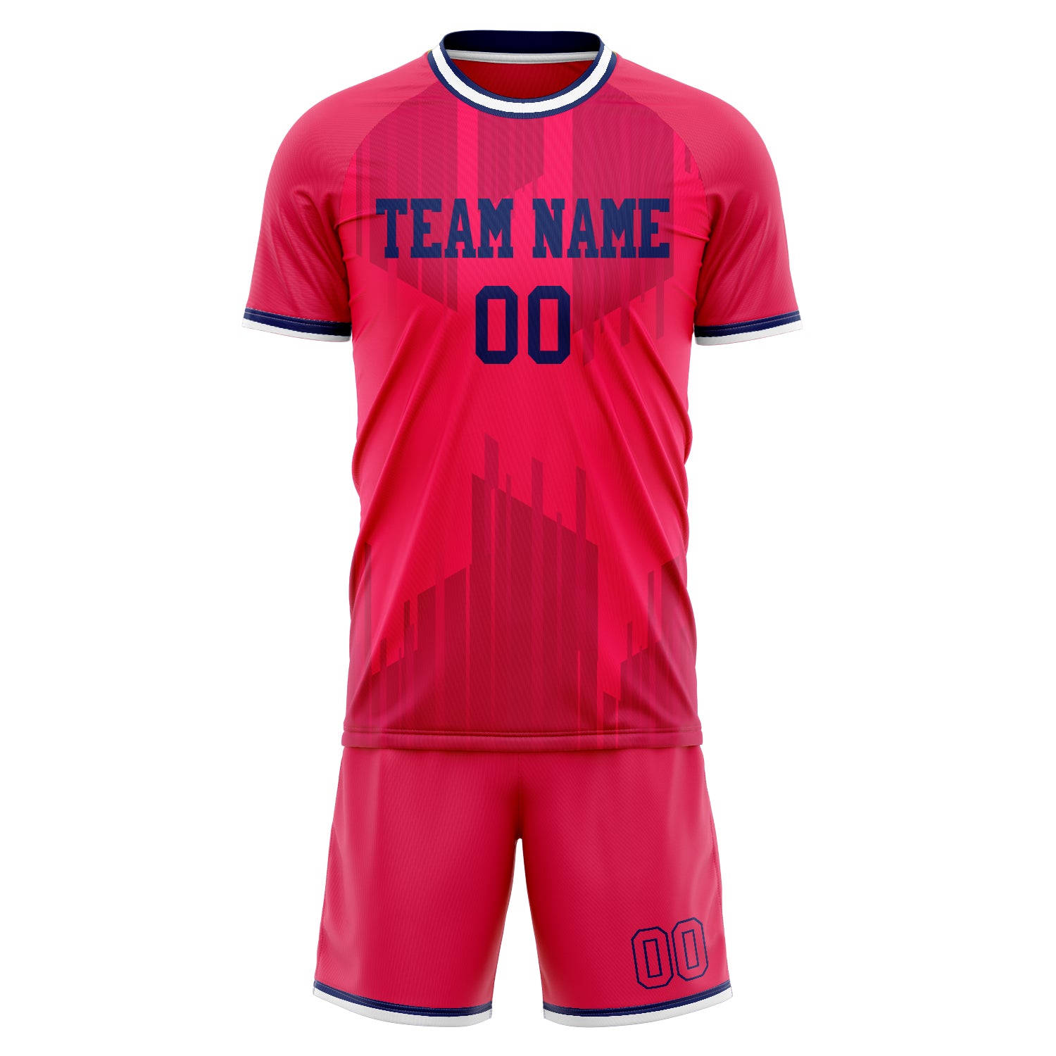 Custom Professional Red Navy Blue Soccer Jersey Set
