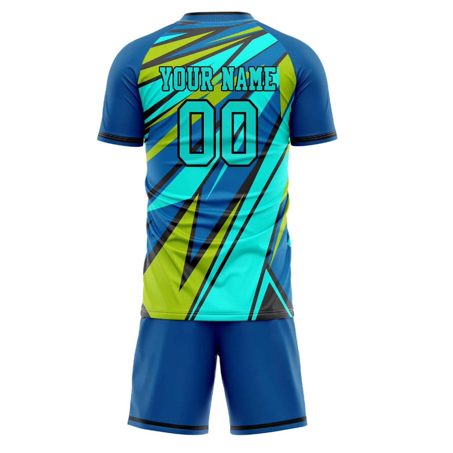 Custom Professional Royal Blue Teal Soccer Jersey Set
